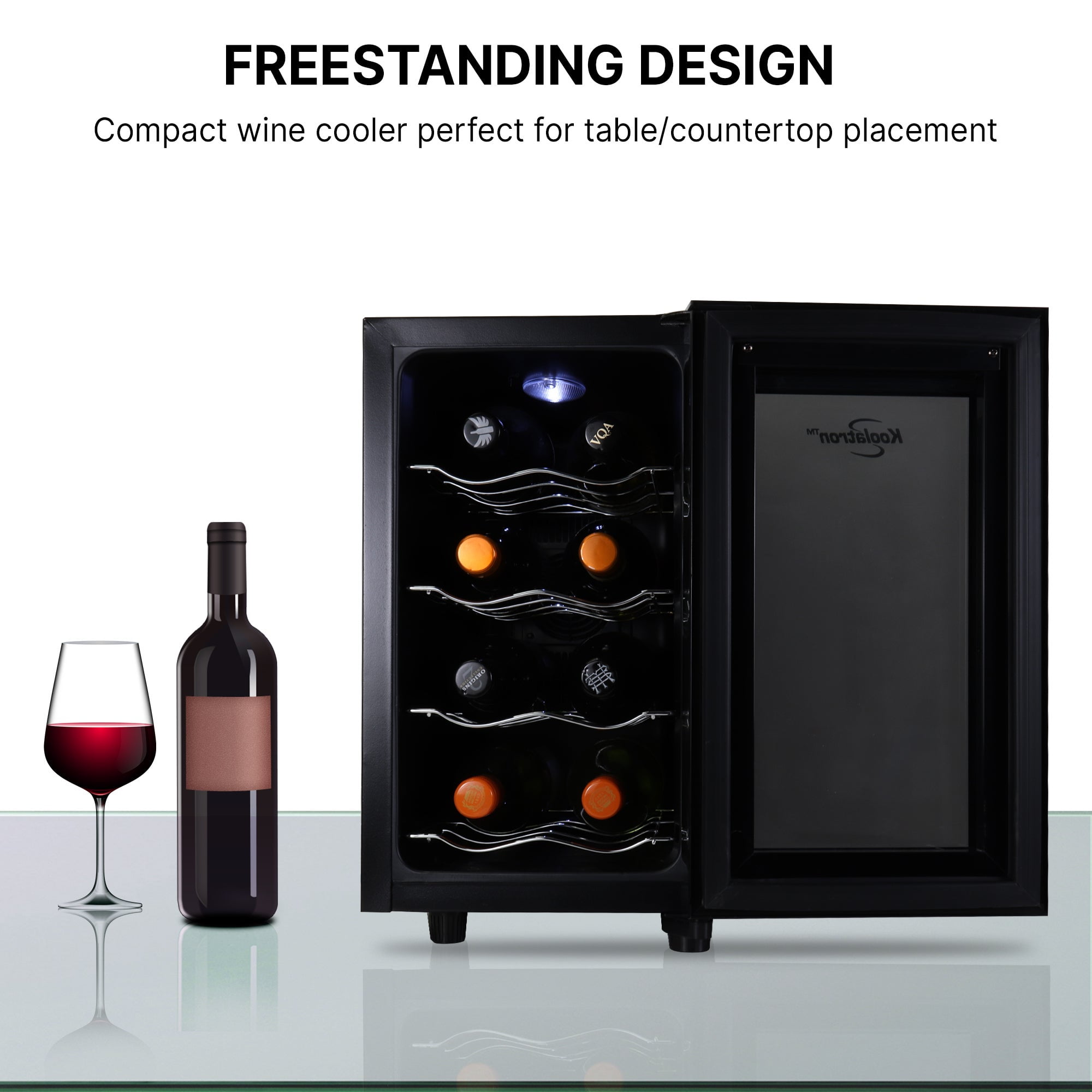 Koolatron 8 Bottle Wine Cooler, Black, Thermoelectric Wine Fridge, 0.8 cu. ft. (23L), Freestanding Wine Cellar, Red, White and Sparkling Wine Storage for Small Kitchen, Apartment, Condo, RV - Image 8