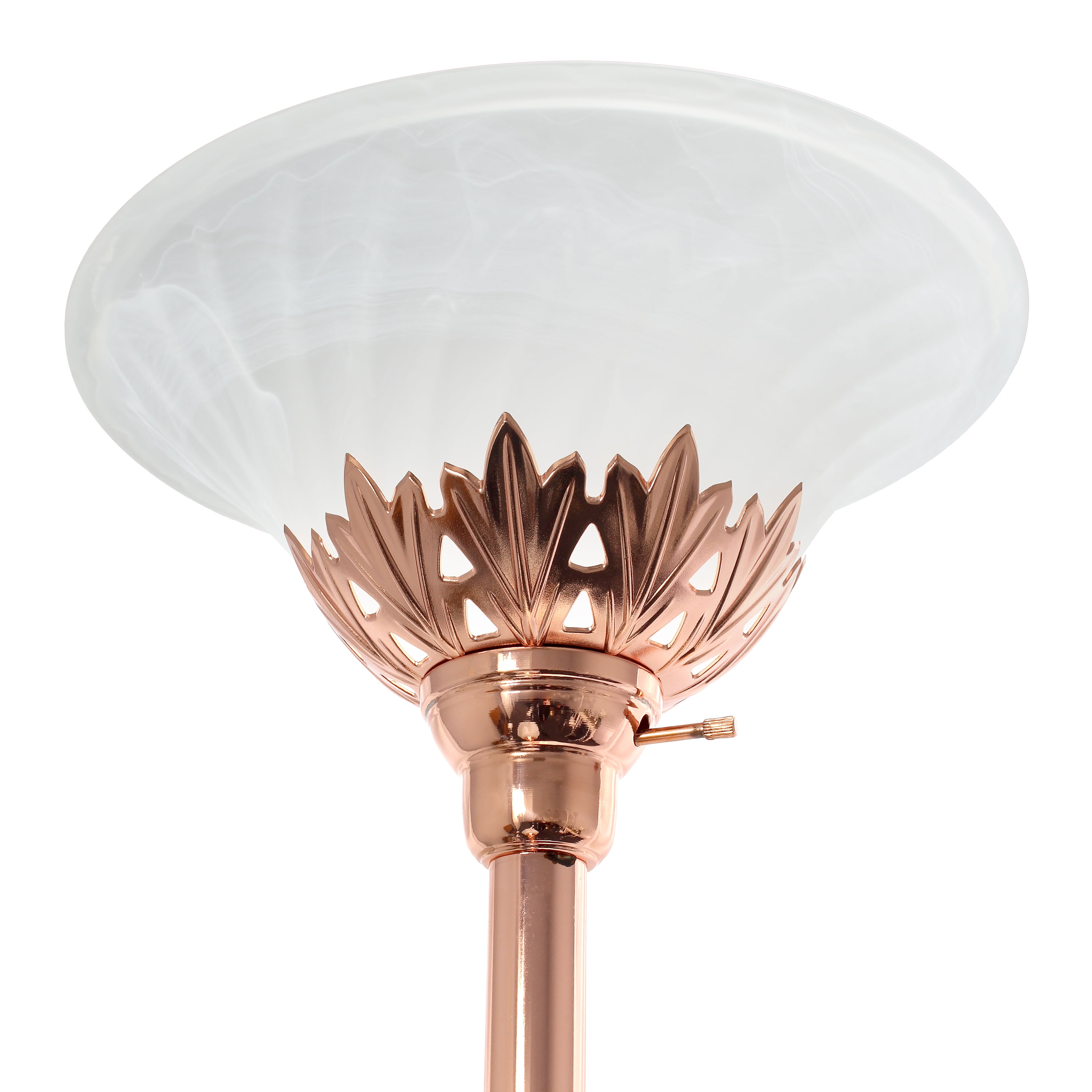Elegant Designs 71" 3-Light Floor Lamp with White Scalloped Glass Shades, Rose Gold - Image 2