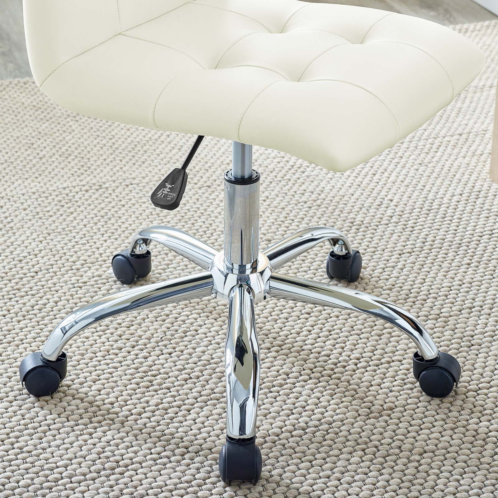 Modway Prim Armless Mid Back Office Chair in White - Image 4