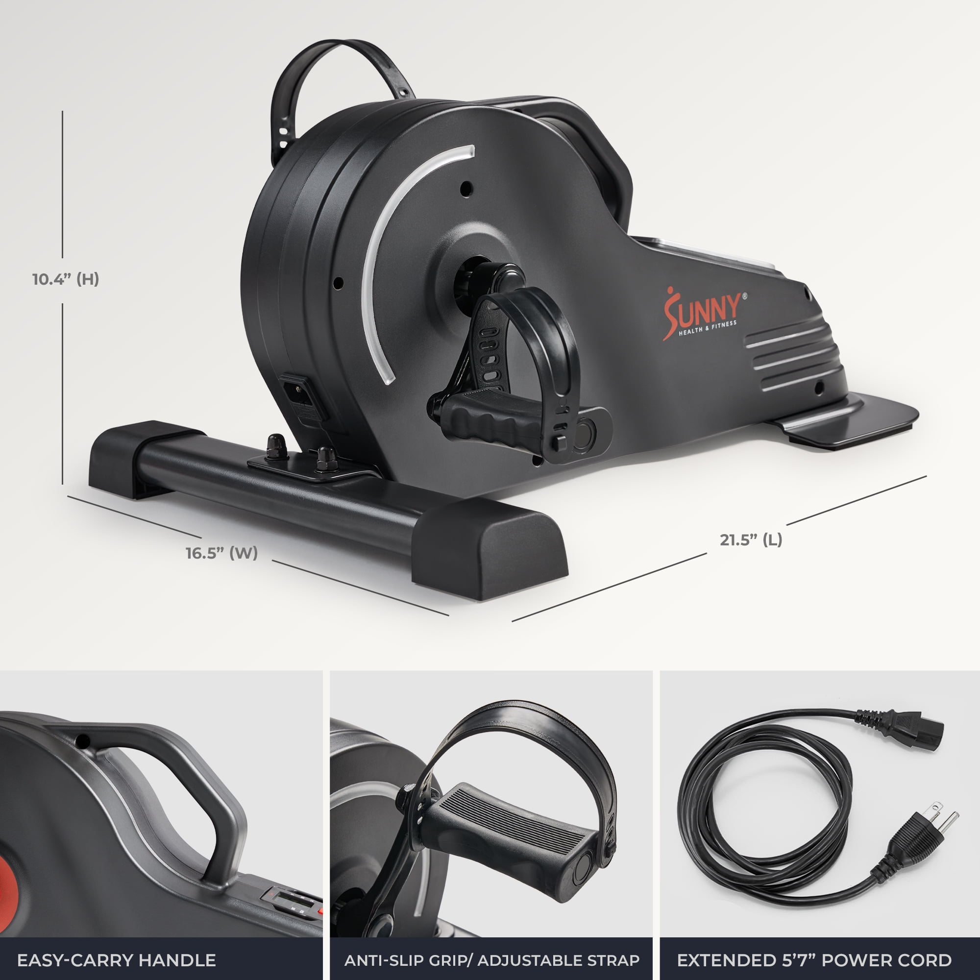 Suny Health & Fitness 2-in-1 Mini Bike Pedal Exerciser, Assisted Motorized Under Desk w Free SunnyFit® App Membership - SF-B0960SMART - Image 2