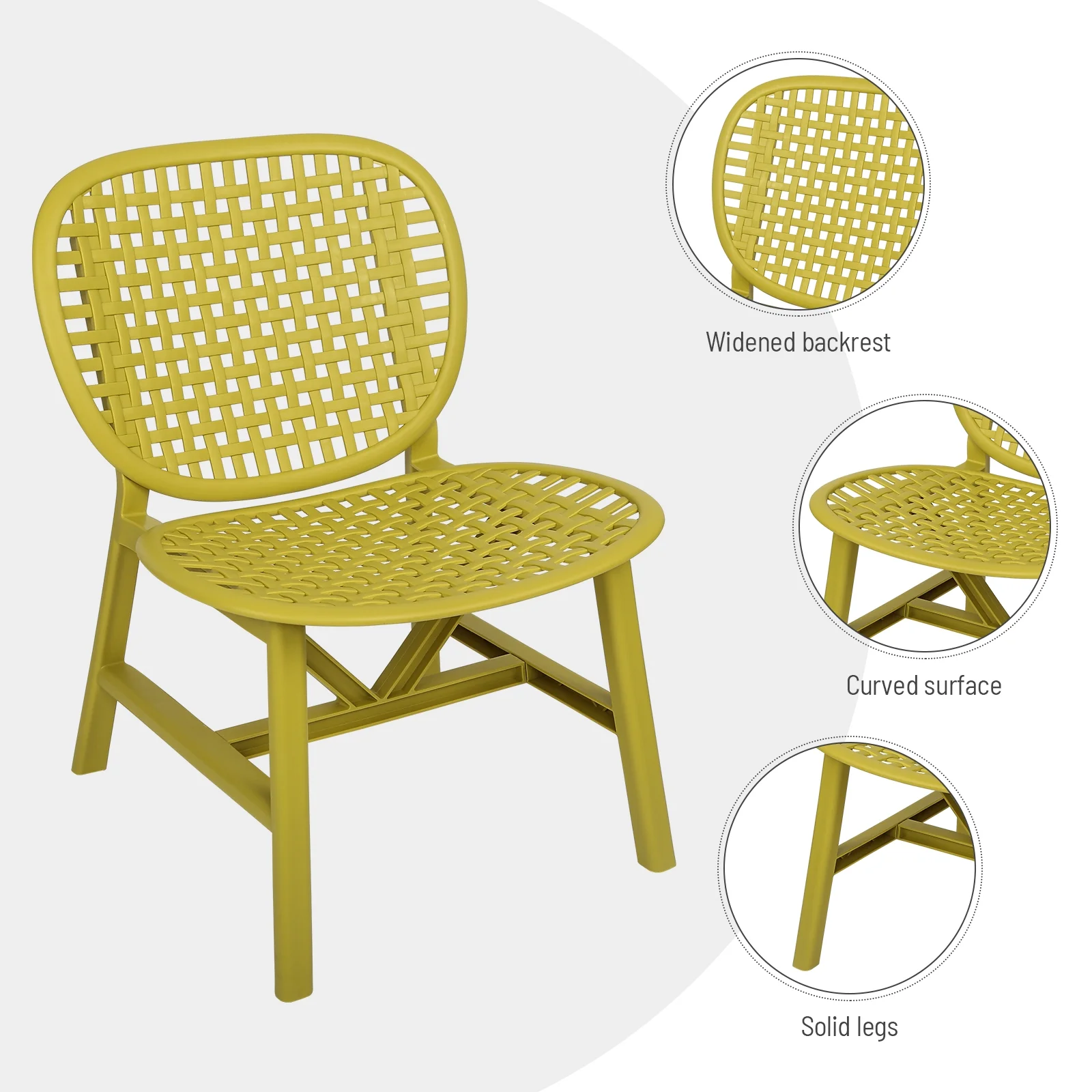 Aukfa 3 Pieces Outdoor Bistro Set - 3 Pieces Patio Conversation Set for Balcony Garden - Yellow - Image 3