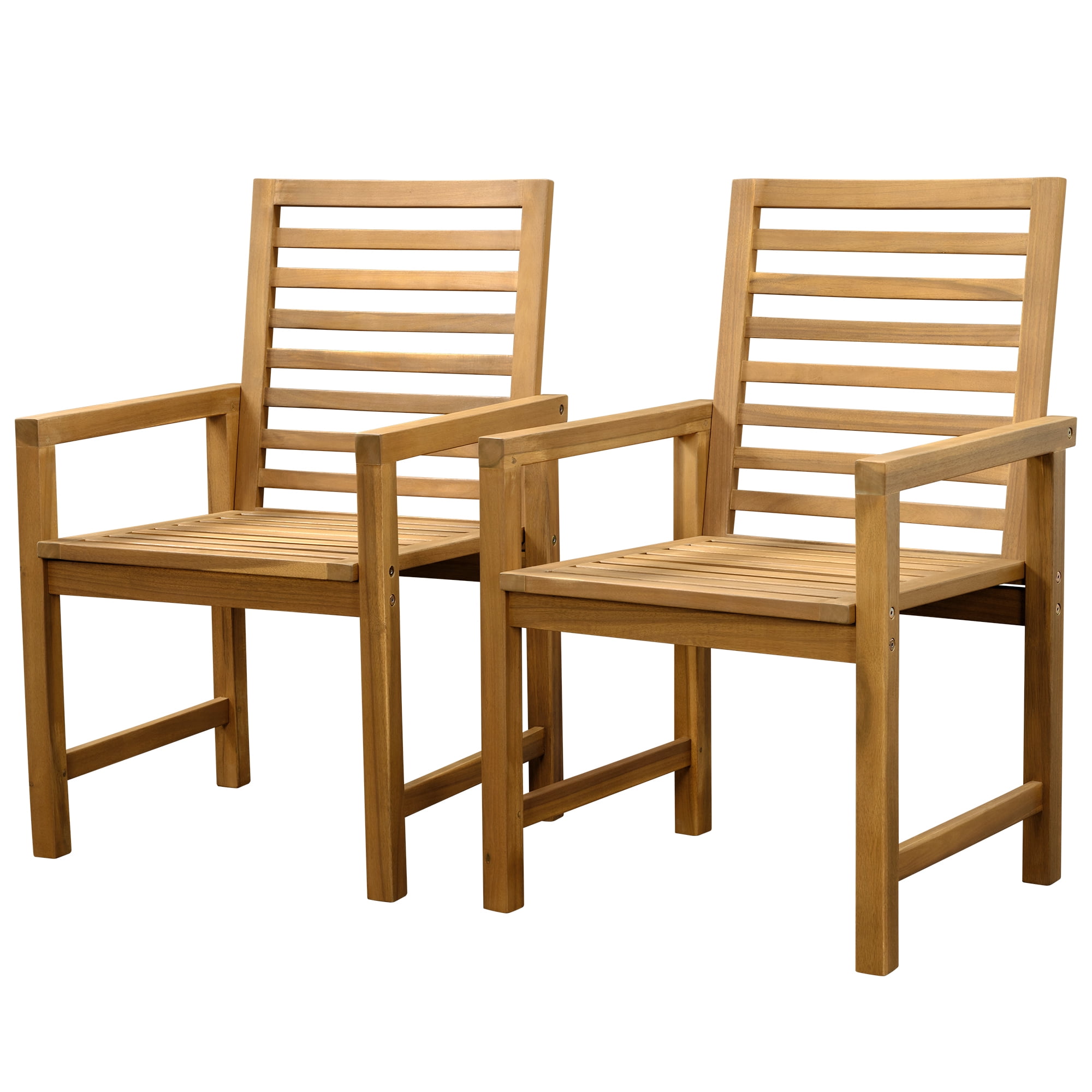 TrumanPick Set of 2 Outdoor Patio Dining Chairs, Waterproof Acacia Wood Armrest Chairs, Teak - Image 7