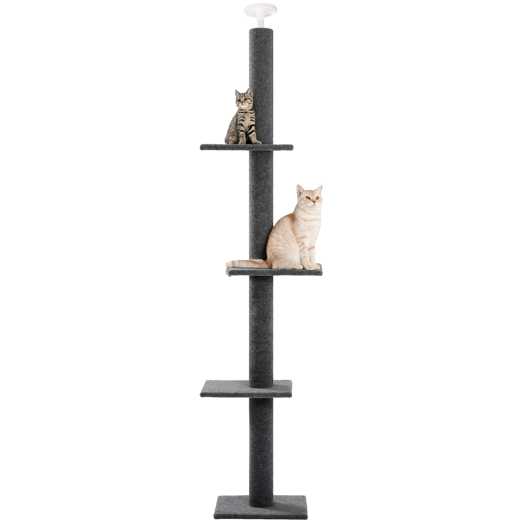 PAWZ Road 90-107" Floor to Ceiling Cat Tree Tower 4 Tier Tall Cat Climbing Posts Adjustable, Gray - Image 6