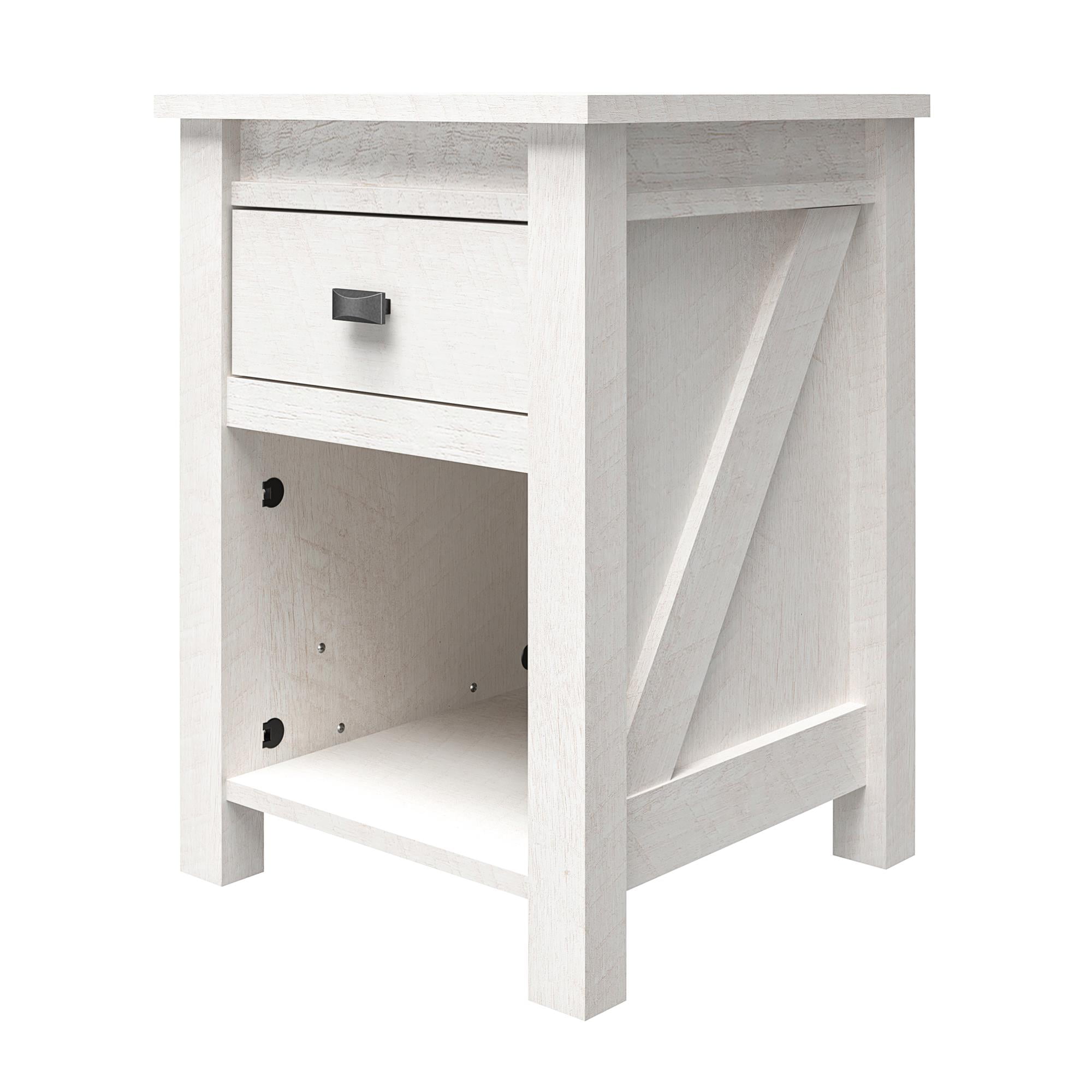 Woven Paths Scandi Farmhouse Nightstand, Ivory Oak - Image 10