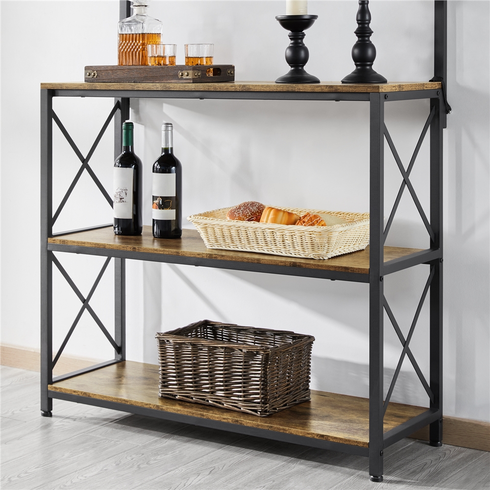 Renwick Kitchen Baker's Rack Storage Shelf Microwave Oven Stand, Rustic Brown - Image 7
