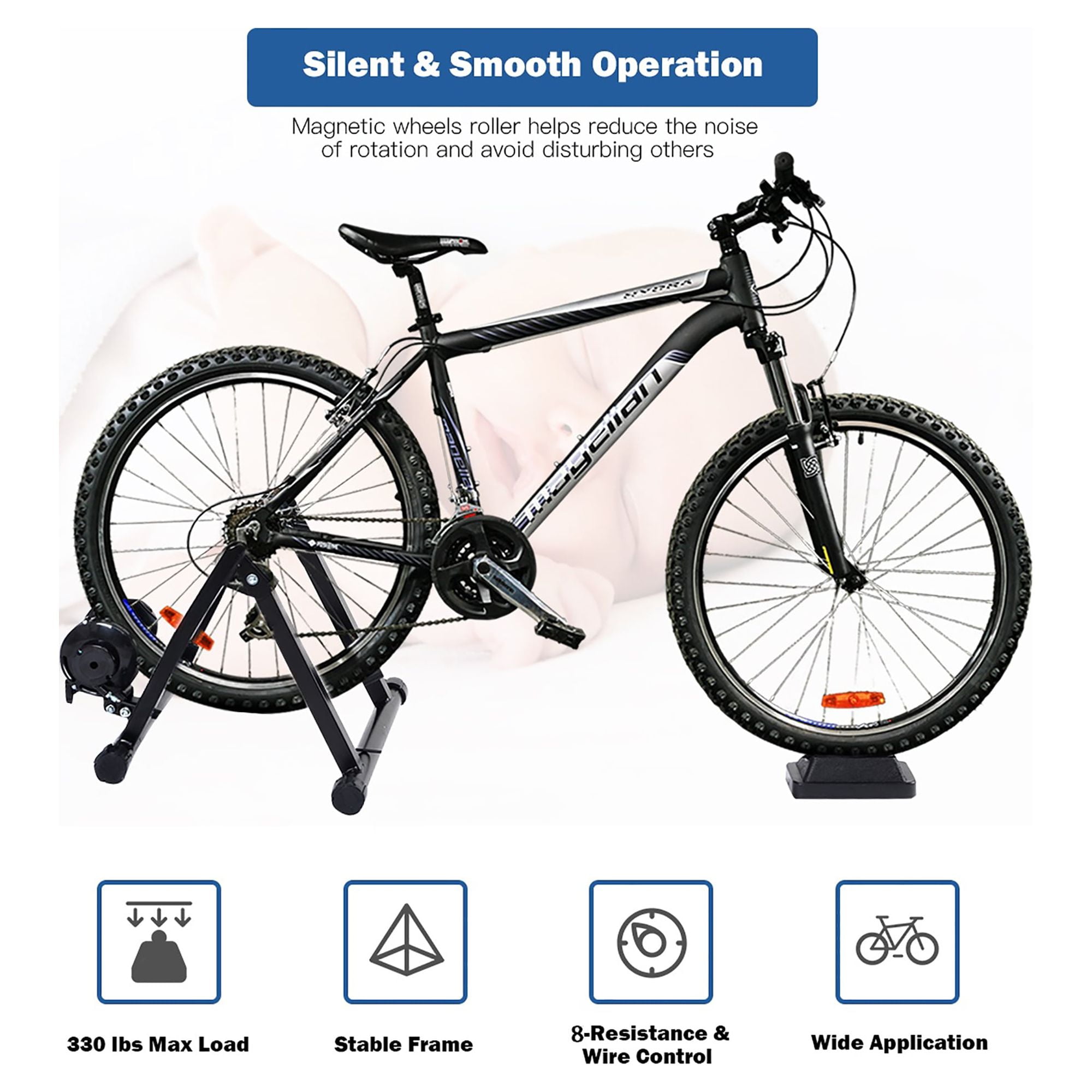 Costway Magnetic Indoor Bicycle Bike Trainer Exercise Stand 8 Levels of Resistance - Image 5