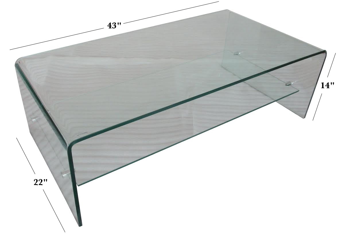 Noble House Roman Glass Coffee Table with Shelf - Image 4