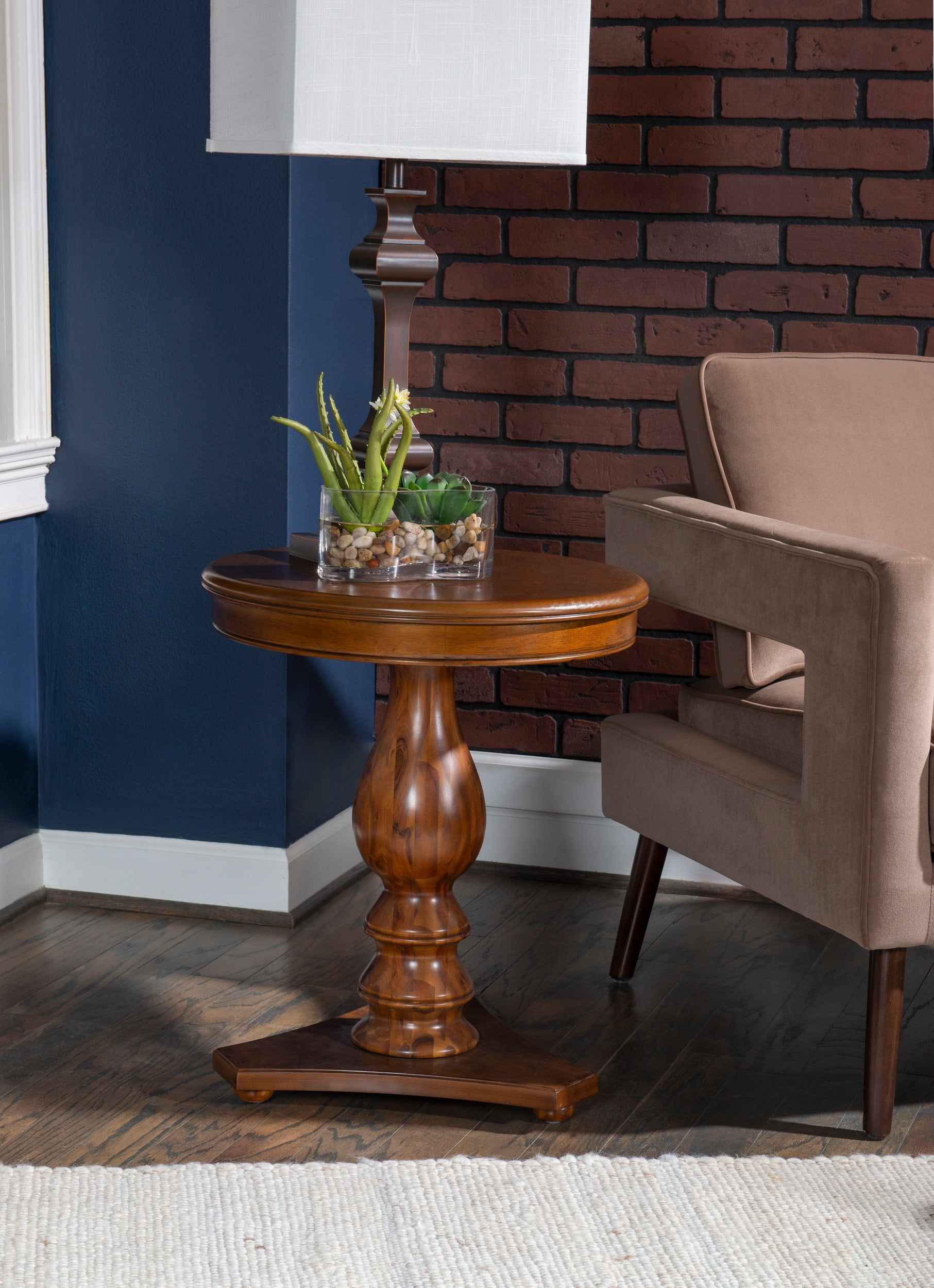 Powell Stanton Pedestal Accent Side Table, Brown - Image 2