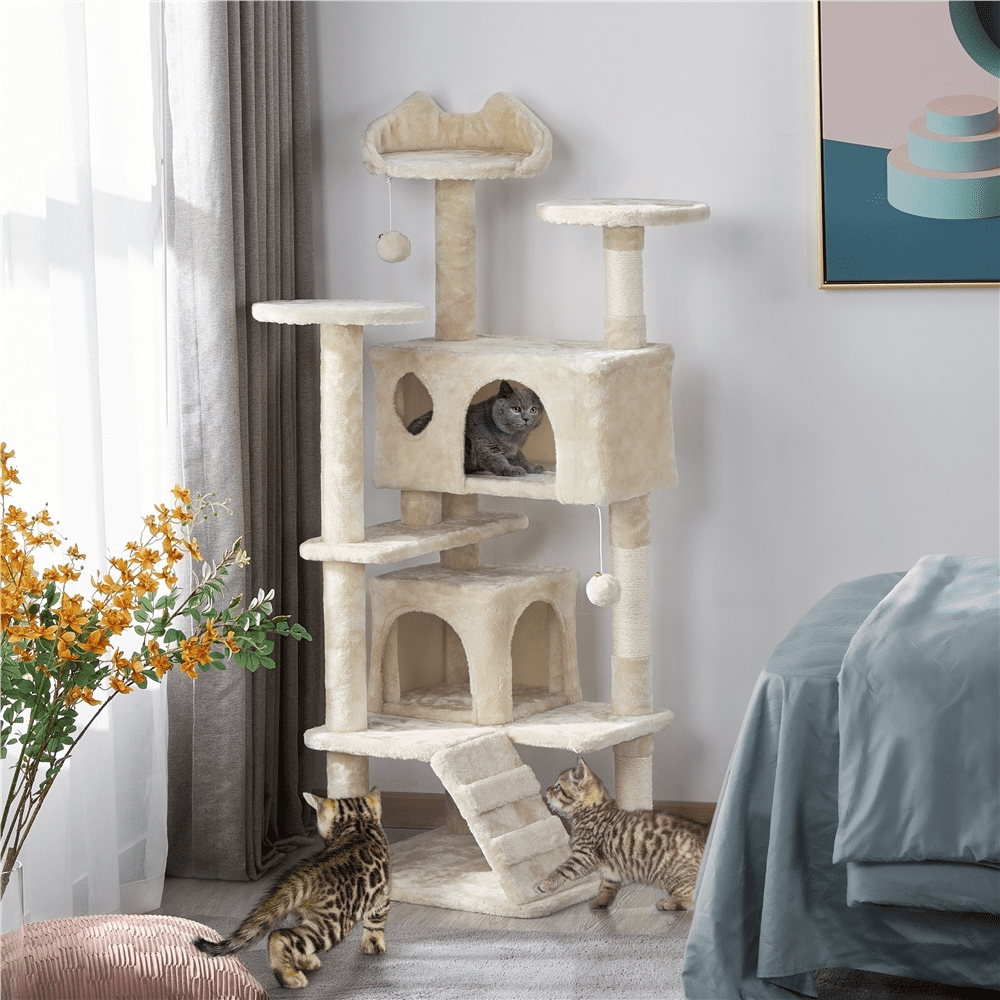 Renwick 51.2-in Cat Tree & Condo Scratching Post Tower, Beige - Image 11
