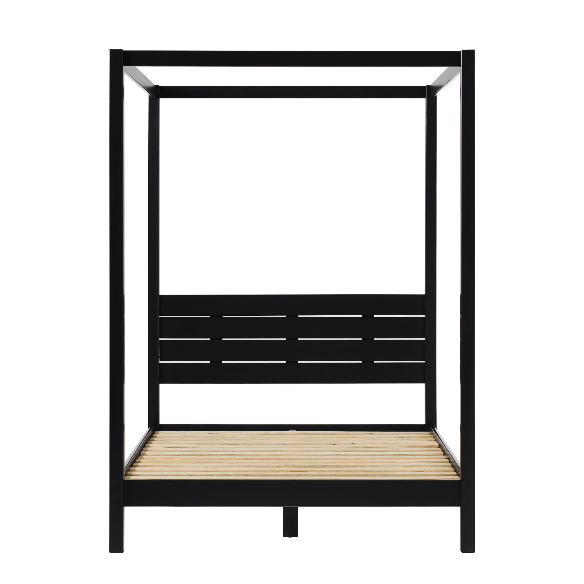 Walker Edison Minimalist Solid Wood Canopy Full Bed, Black - Image 2