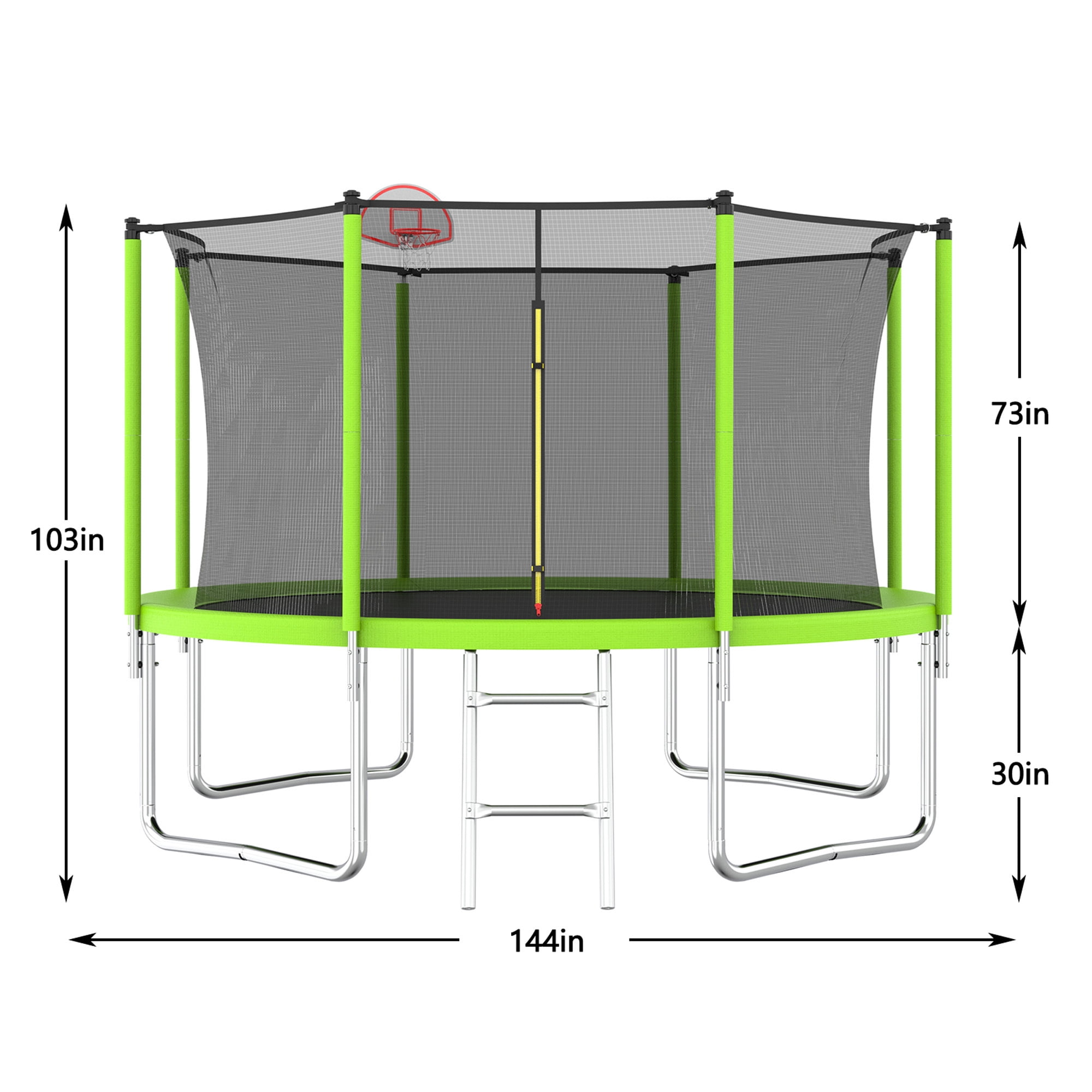 12FT Trampoline for Kids,Outdoor Trampoline with Basketball Hoop,Heavy-Duty Trampoline with Safety Enclosure Net,Green - Image 6
