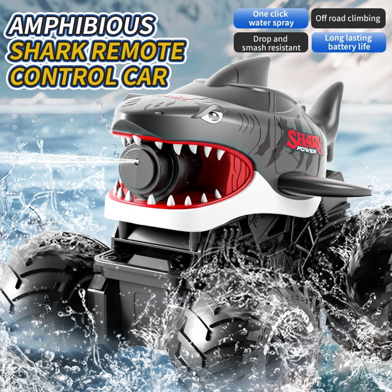 Adofi Amphibious Remote Control Car, 4WD All-Terrain Off-Road Water Toys, 2.4GHz Shooting Waterproof RC Monster Truck, Toys for Boys 3 6 Years - Gray - Image 11