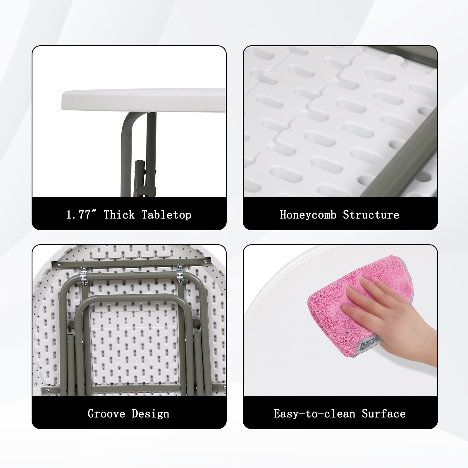 SUGIFT 32" Round Folding Table for Indoor and Outdoor Use, White - Image 4