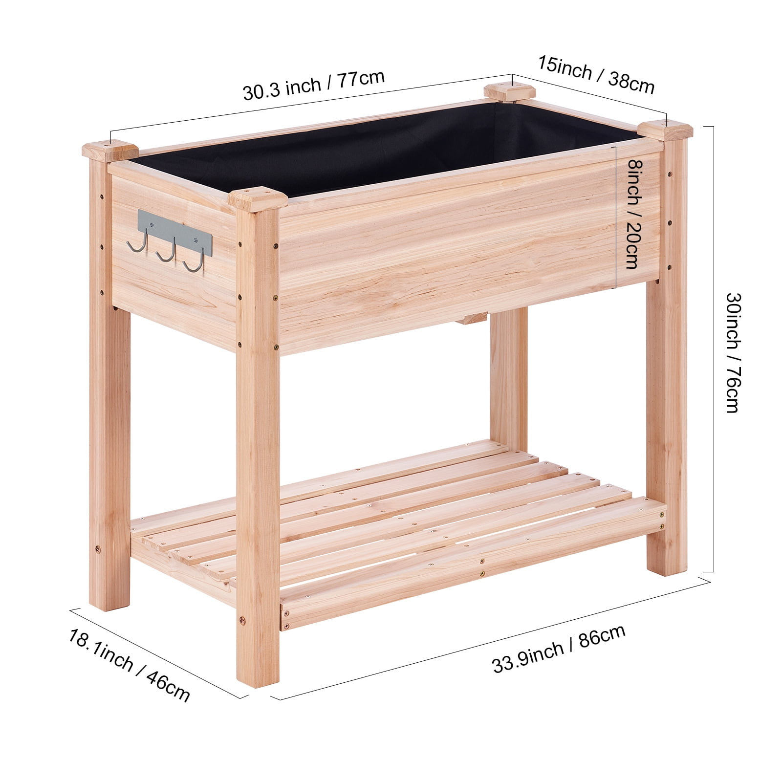 KFFKFF Wooden Raised Garden Bed Planter Box 33.9x18.1x30" Flower Vegetable Herb - Image 7