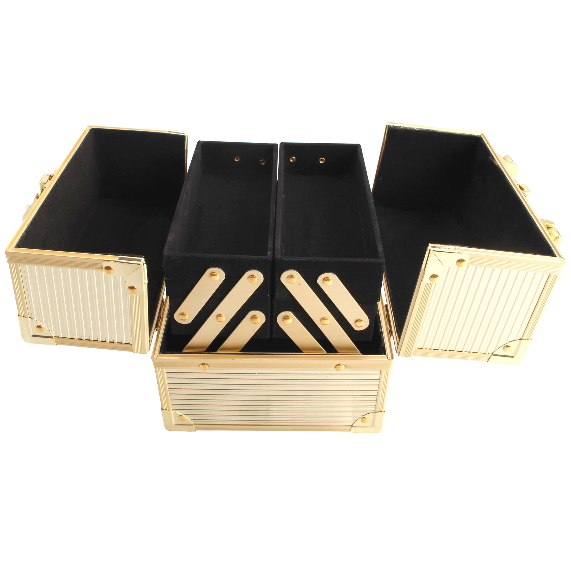 BOLLA Portable Makeup Train Case, Gold Panel - Image 2