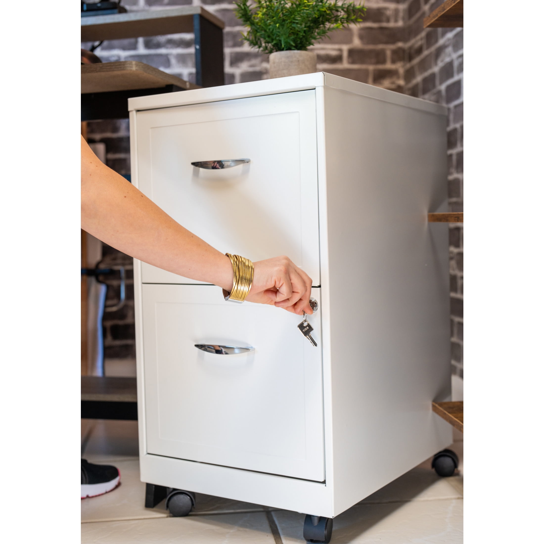 Space Solutions 18" Deep 2 Drawer Mobile Letter Width Vertical File Cabinet, White - Image 2