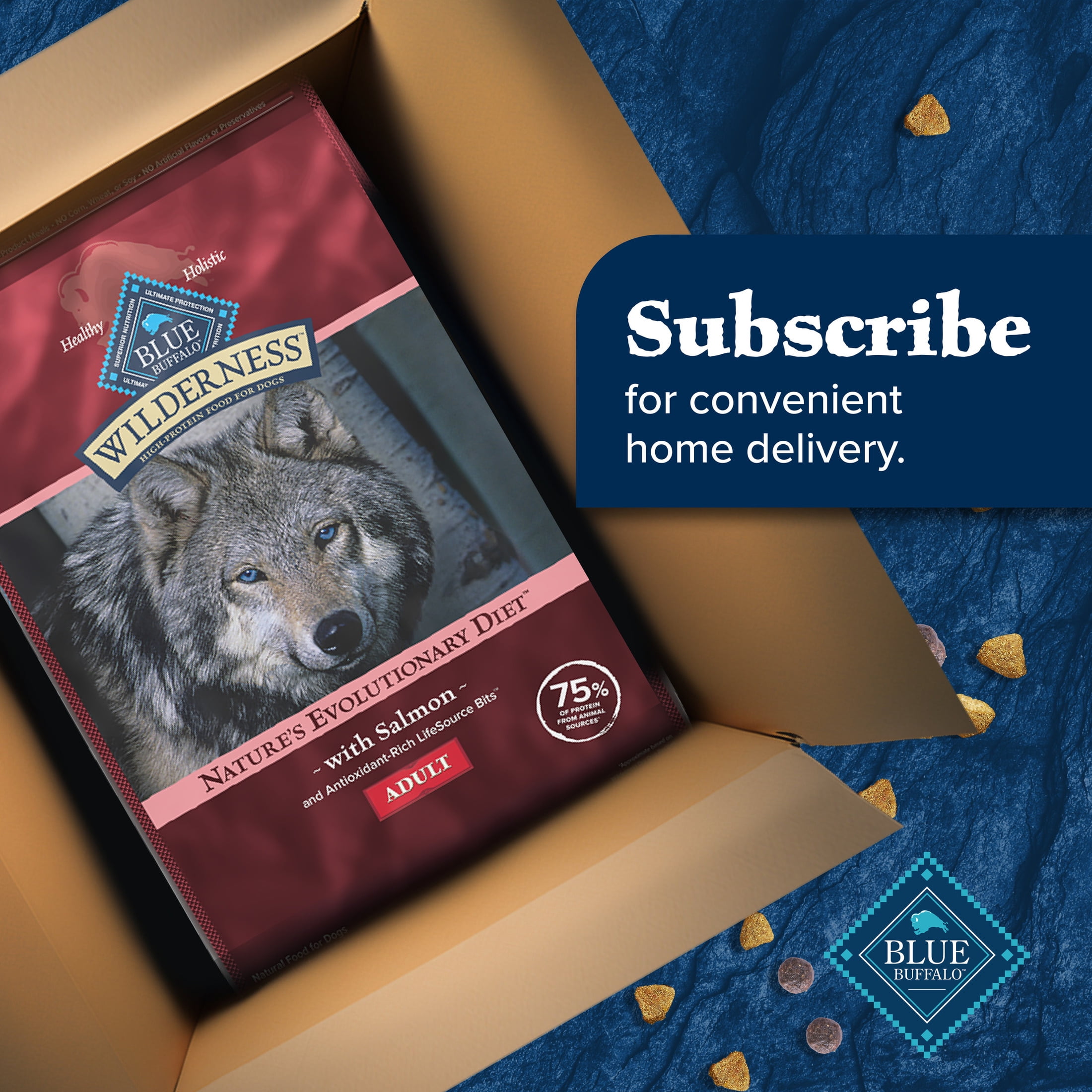 Blue Buffalo Wilderness Natural High-Protein Adult Dog Dry Food, Salmon Recipe, 24 lb. - Image 3