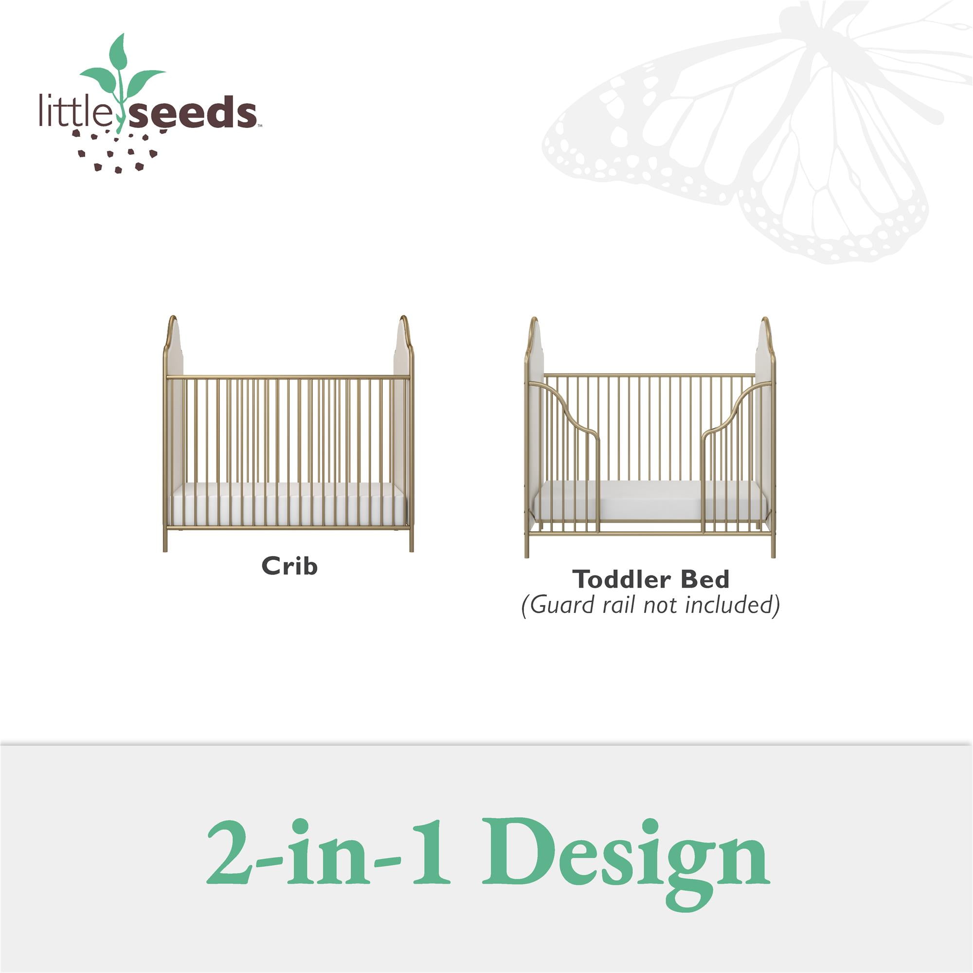 Little Seeds Piper Upholstered Metal Crib, Gold - Image 3