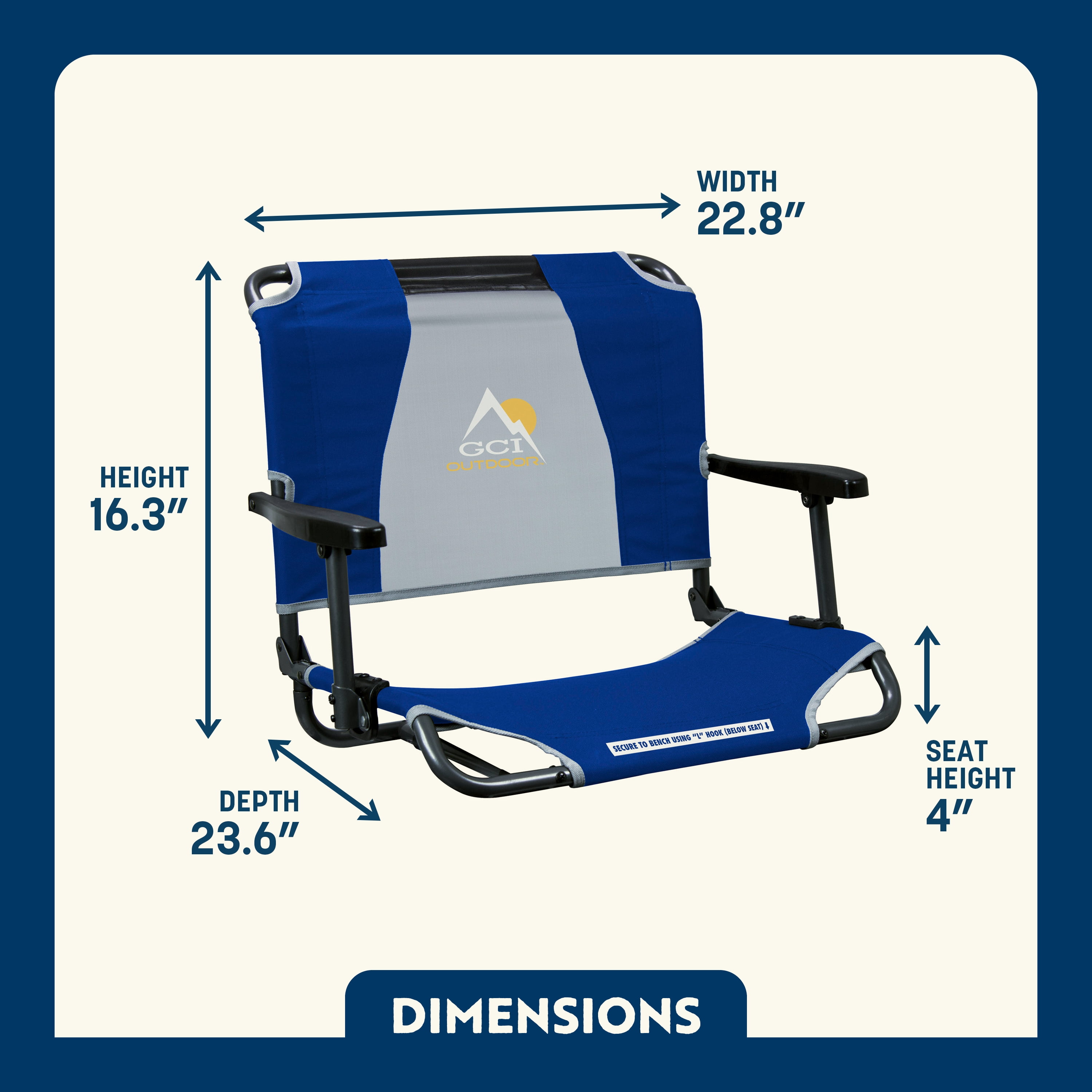 GCI Outdoor Big Comfort Stadium Seat With Armrests and Back Support for Bleachers, Royal - Image 8