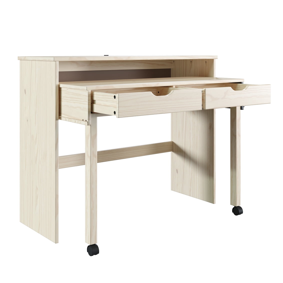Linon Ansley 2-Drawer Extendable Writing Desk, 42" Wide, Natural Finish - Image 2