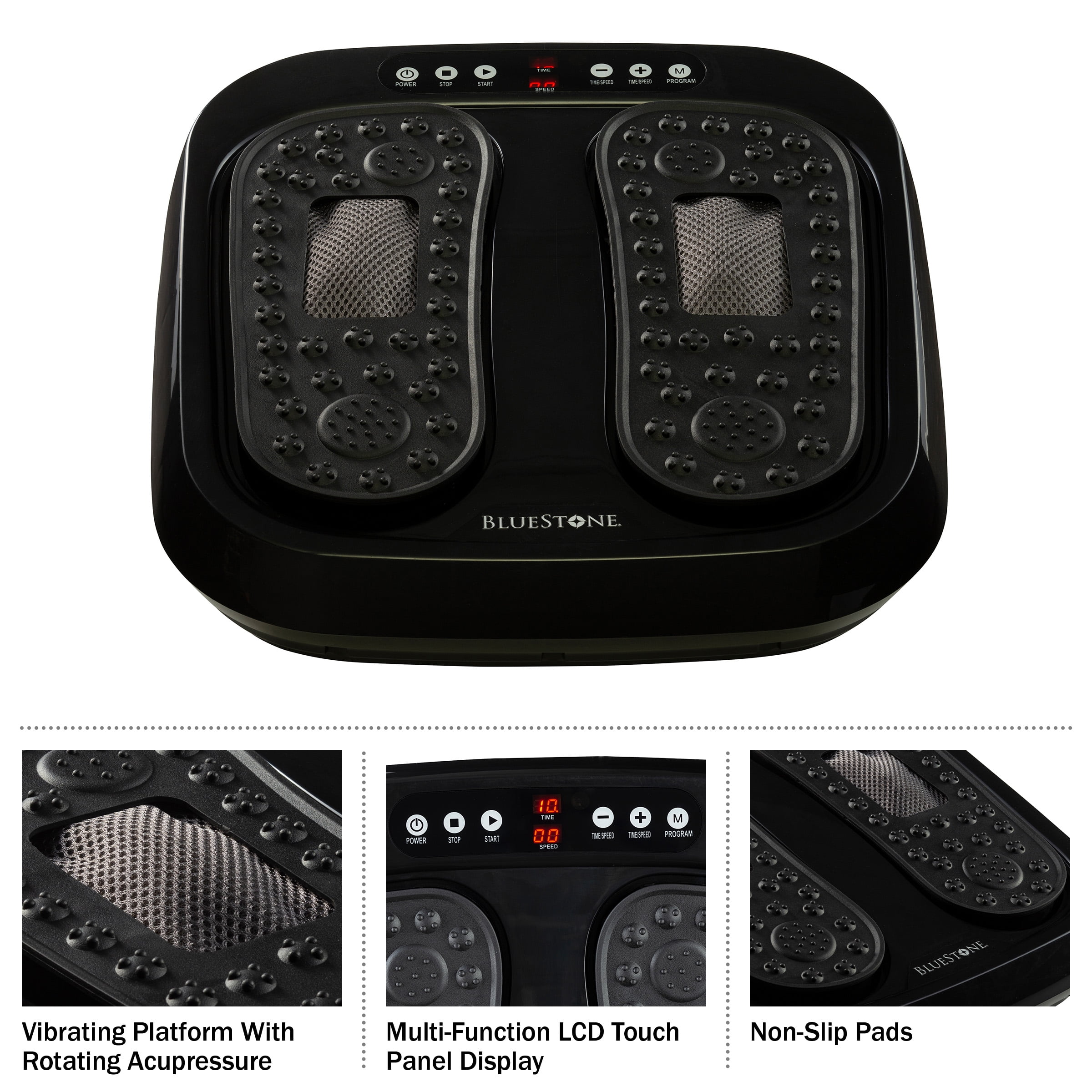 Foot Massager ? Vibrating Platform with Rotating Acupressure for Feet and Legs with Remote Control Included by Bluestone (Black) - Image 2