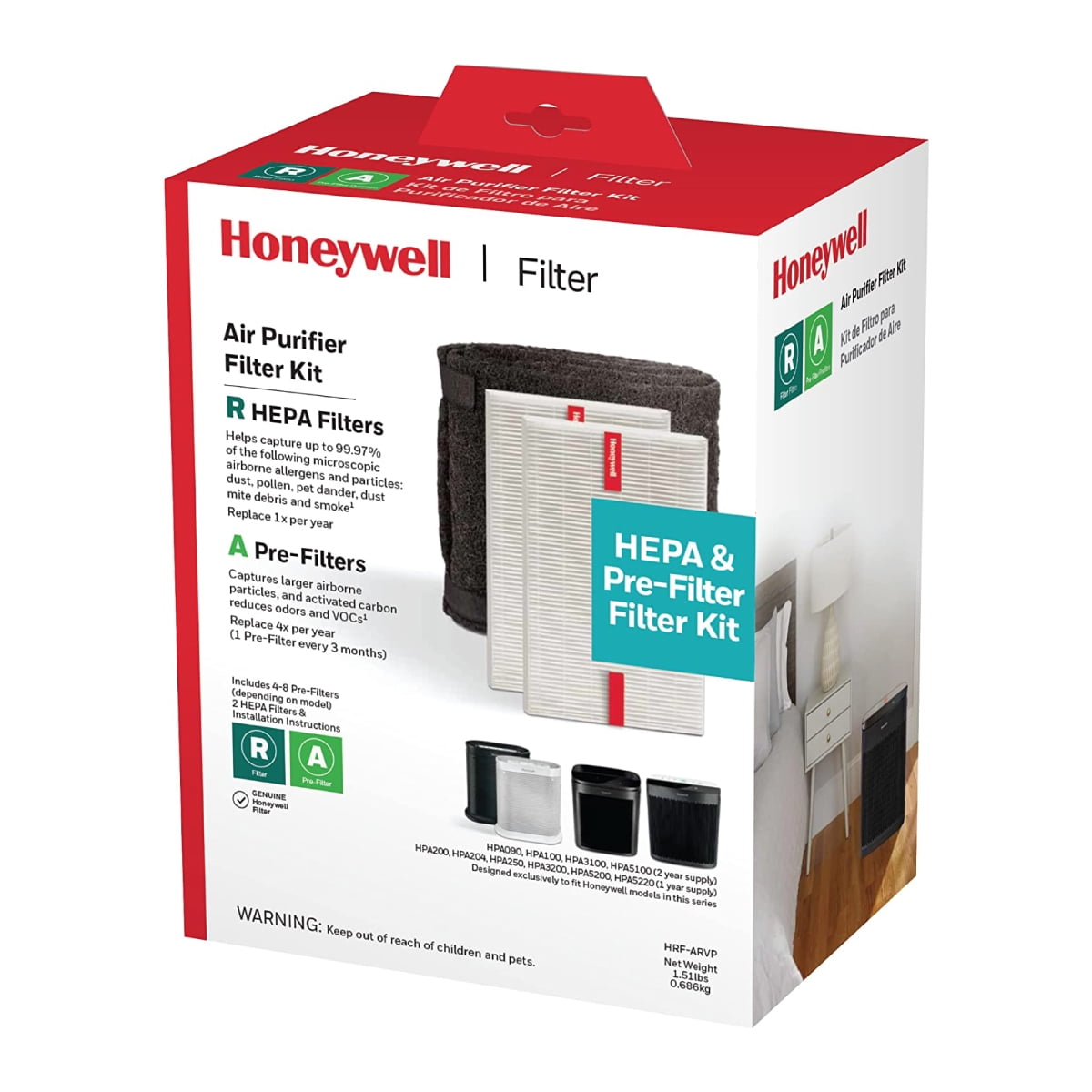 Honeywell Air Purifier Replacement Filter, HRF-ARVP200, HEPA Filter, Value Pack - Image 6