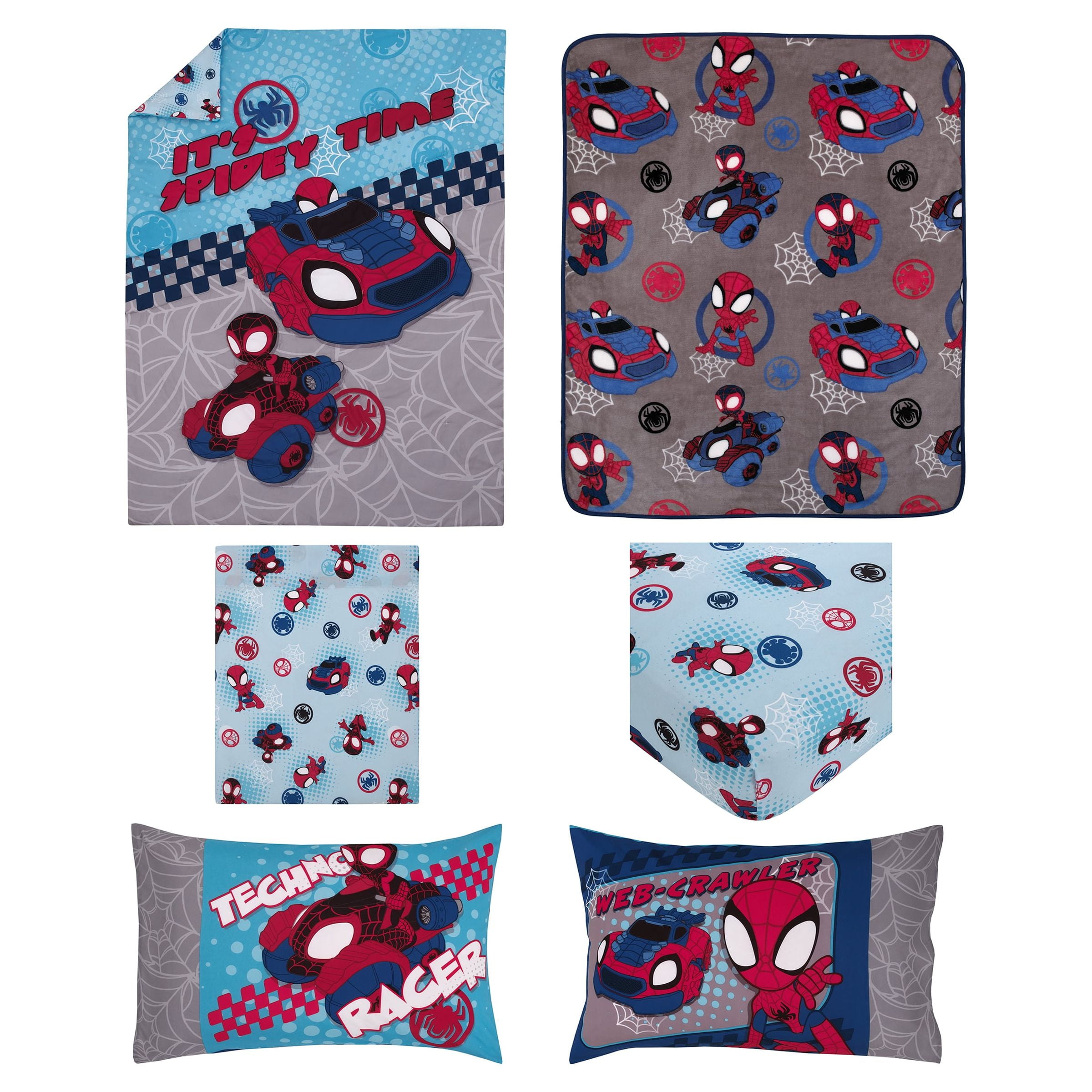 Marvel Spidey 5pc Toddler Bedding & Blanket Bundle, Toddler Bed, Boy, Blue, Polyester - Image 10