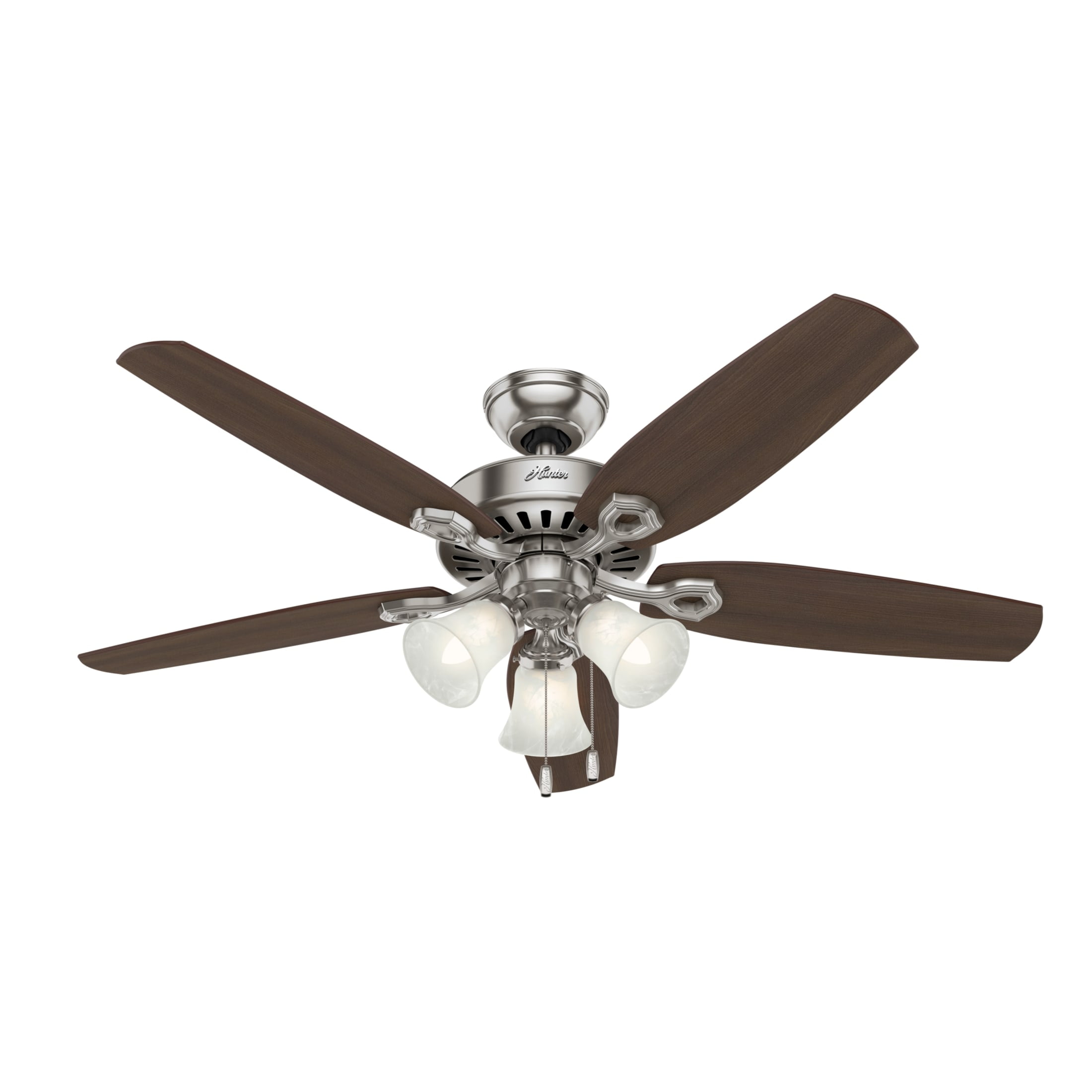 Hunter - Builder Indoor Ceiling Fan With Light, 52-inch, Brushed Nickel, Traditional-style, 3-speed WhisperWind Motor, 53237, for Living Rooms, Bedrooms - Image 12