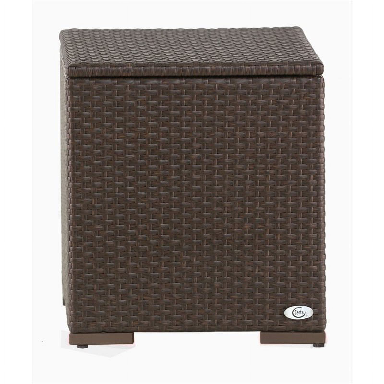 Serta Laguna Outdoor Storage Side Table - Brown Wicker - Image 2