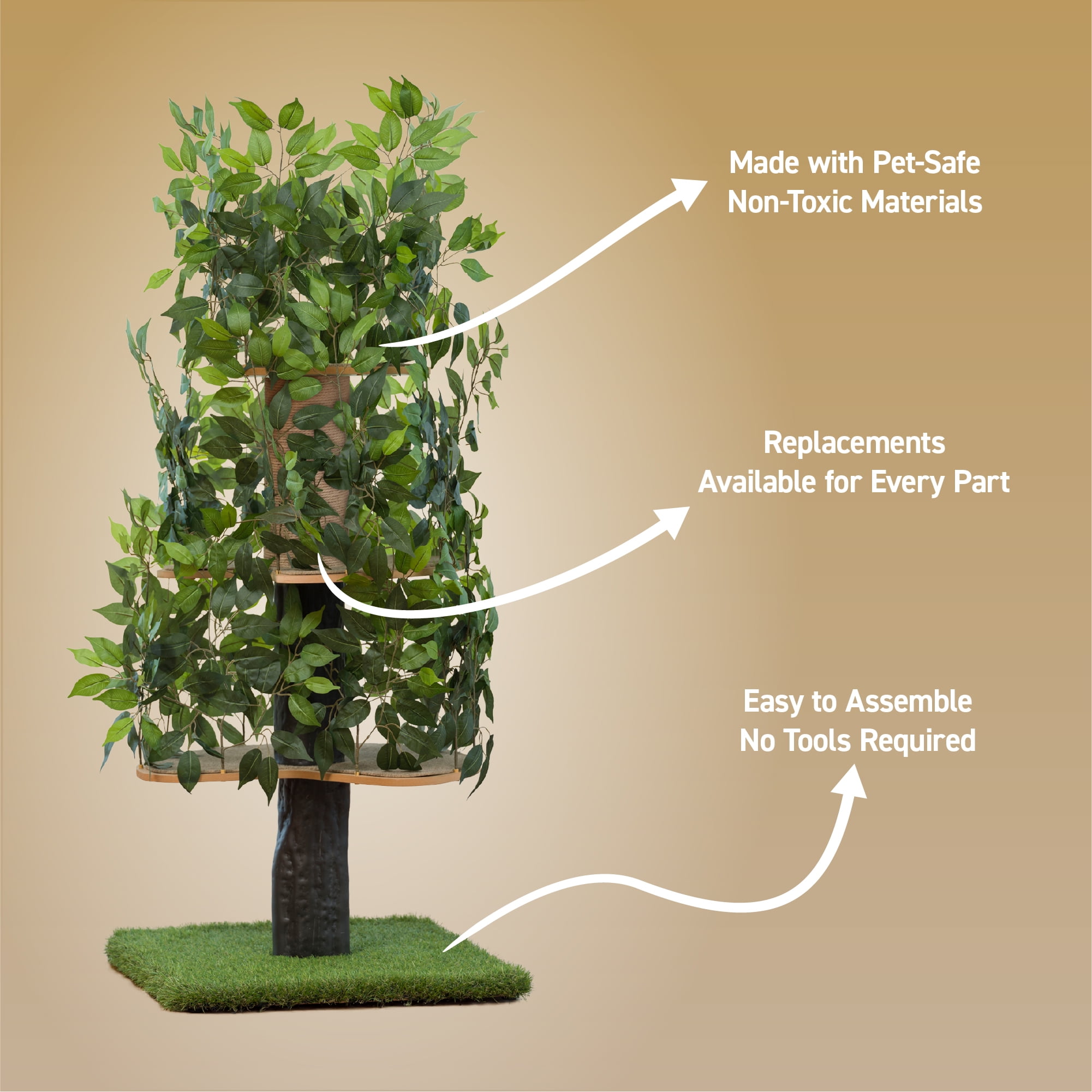 On2Pets Cat Tree with Leaves, Cat House & Cat Activity Tree, Multi-Level Cat Condo for Indoor Cats, Square Base - Image 10