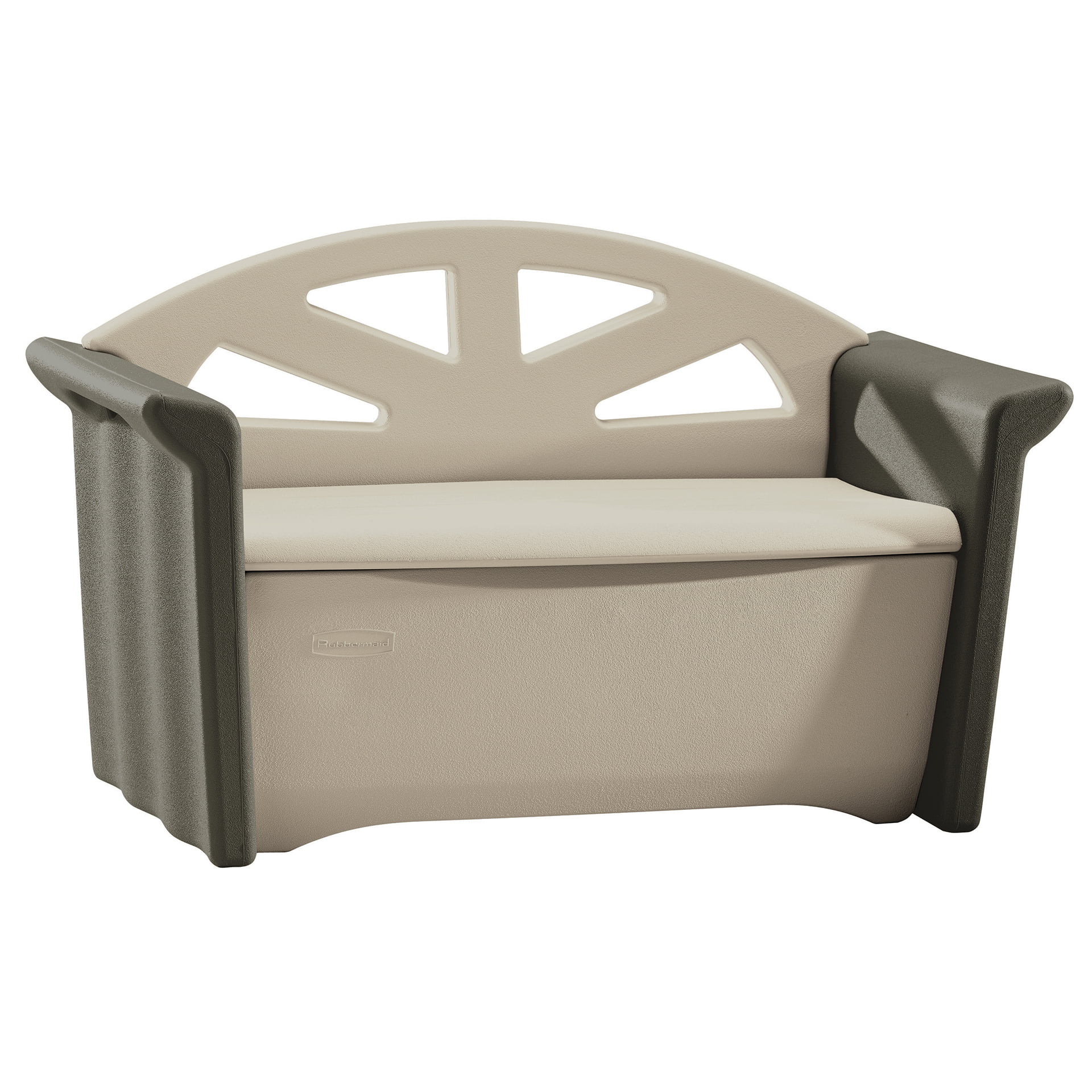 Rubbermaid Outdoor Patio Storage Bench, Resin, Olive & Sandstone - Image 2