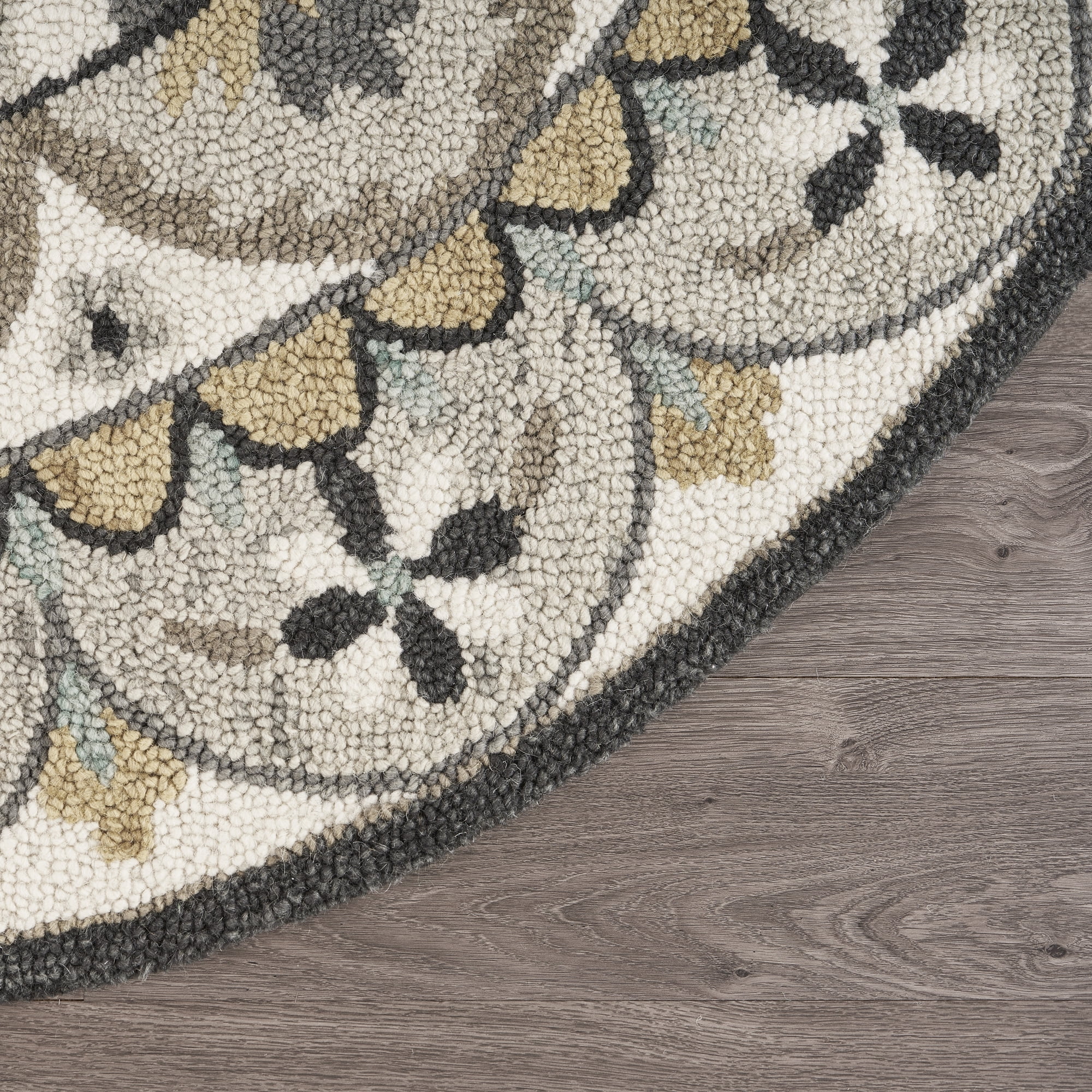 Ox Bay Elle 4' Round Gray/Ivory Floral Medallion Indoor Area Rug - Image 7