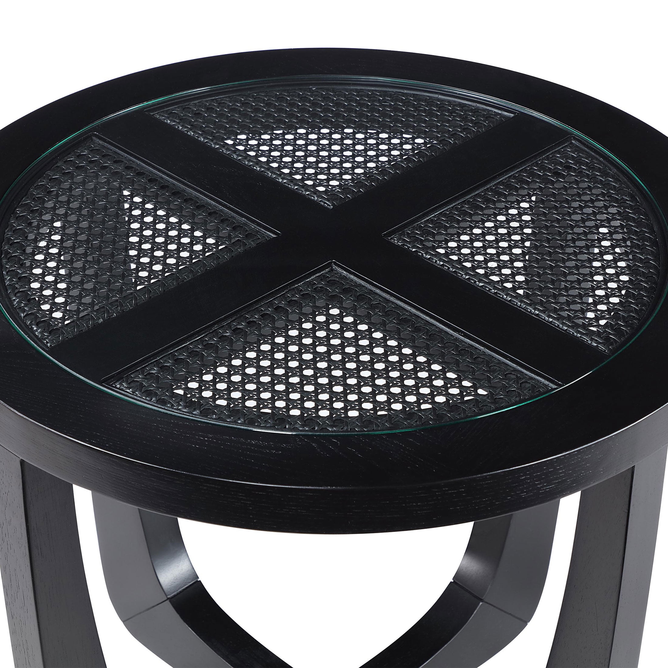 Beautiful Glass Rattan End Table, Black - Image 6