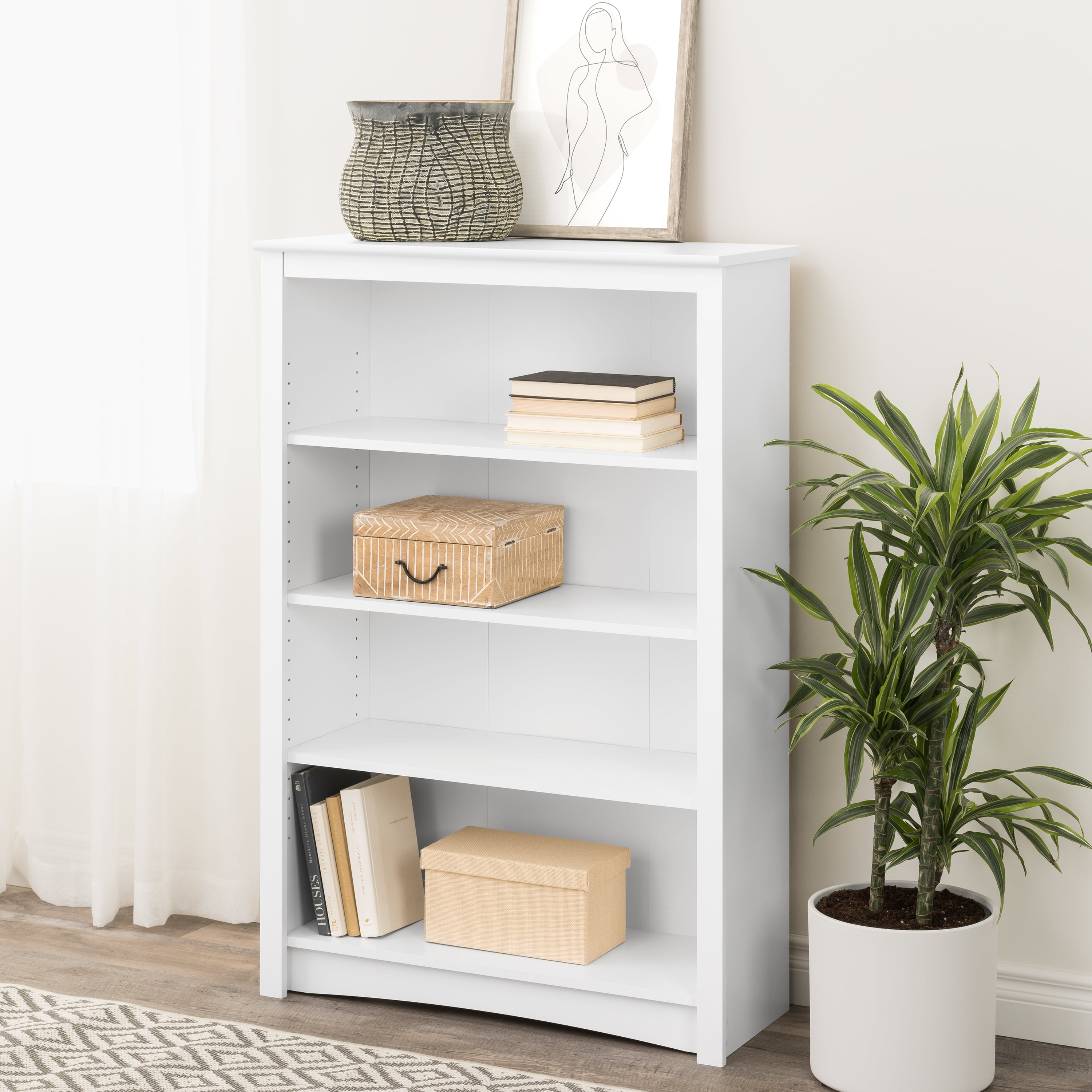 Prepac Home Office 4-Shelf Standard Bookcase with Laminate Finish, White - Image 7