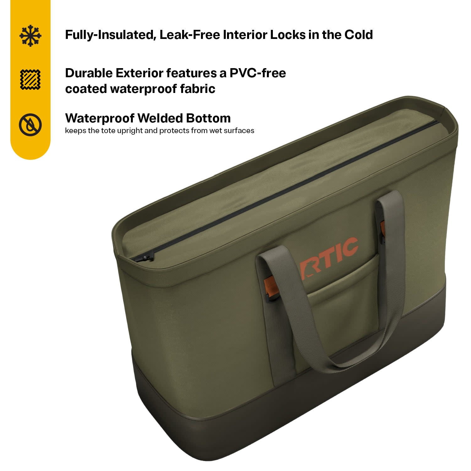 RTIC Everyday Insulated Tote Bag, 35 Ltr Cooler Bag, Leak-Free Interior, Fits 58 Cans, Olive - Image 3