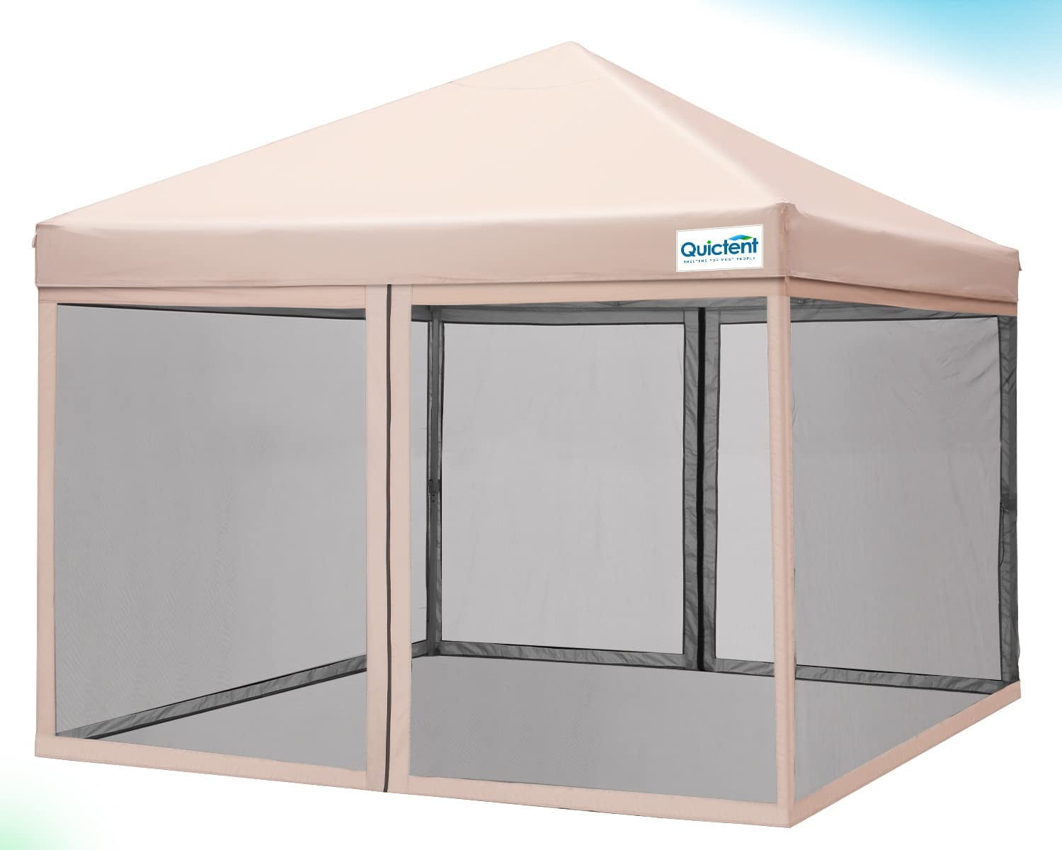 Quictent 10x10 Ez Pop up Canopy with Mosquito Netting Instant Setup Screen House Room Tent Waterproof with Roller Bag (Tan) - Image 8