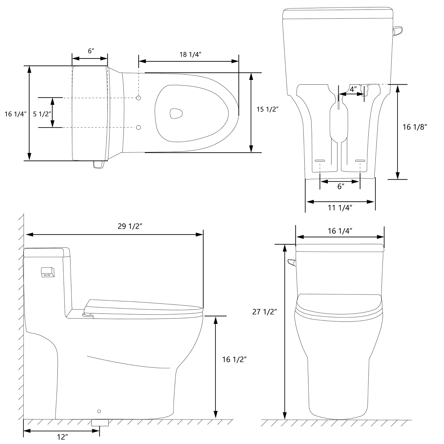DeerValley DV-1F52626W ADA One-Piece Toilet Left Handle 1.28 GPF Water Efficient Elongated Comfort Seat Height - Image 13