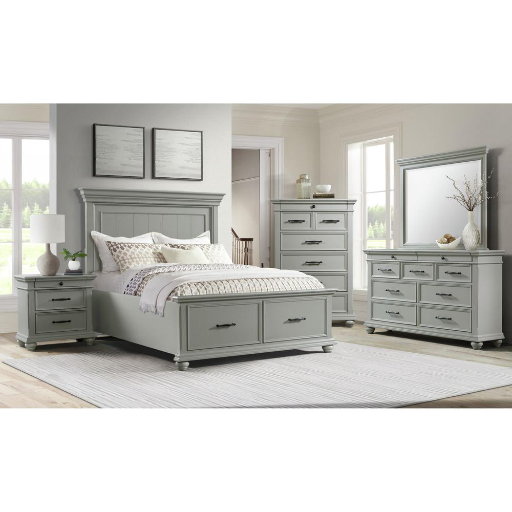 Picket House Furnishings Brooks 3-Drawer Nightstand with USB Ports in Gray - Image 4