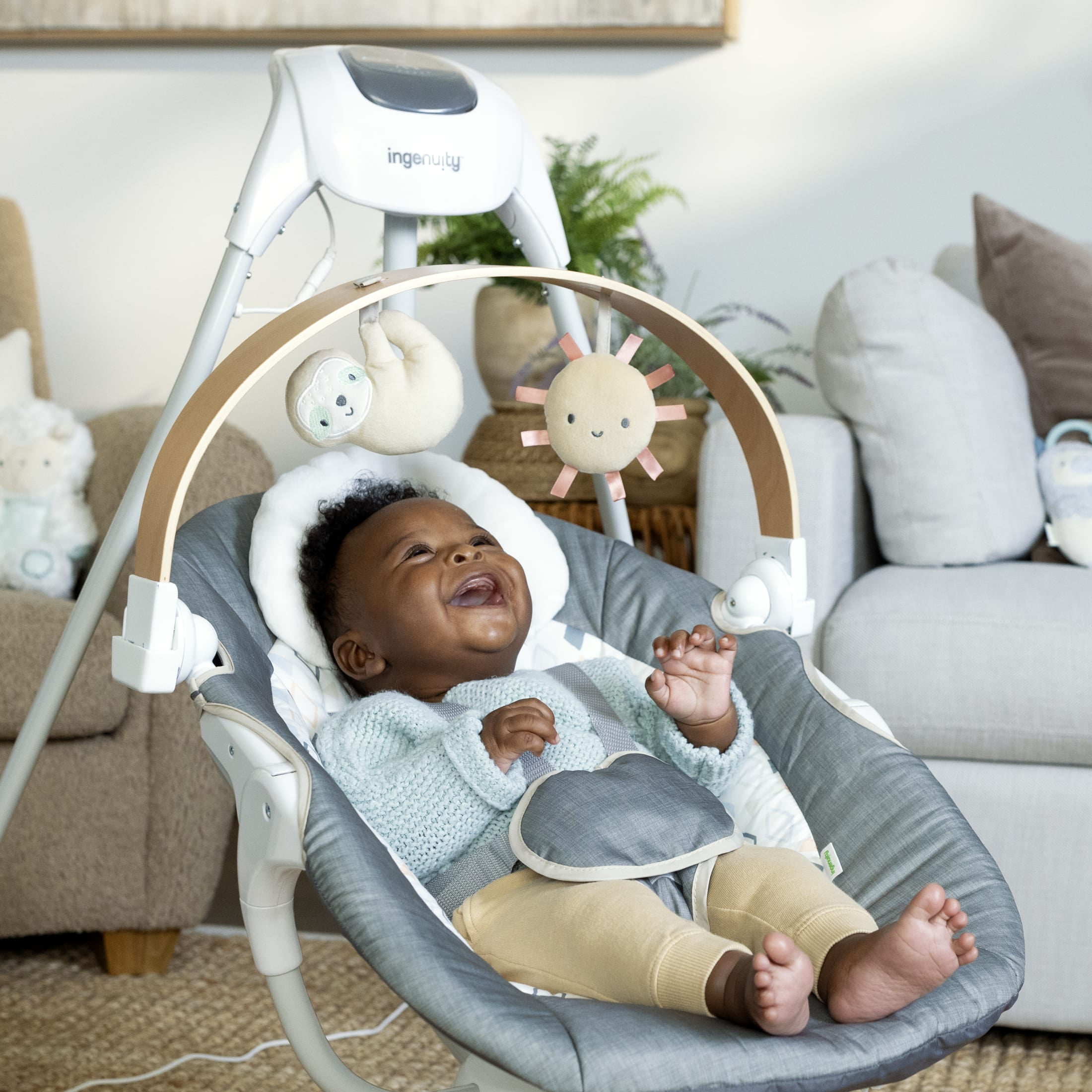 Ingenuity SimpleComfort Compact Soothing Swing Parker, Gray, Ages 0-9 Months - Image 5