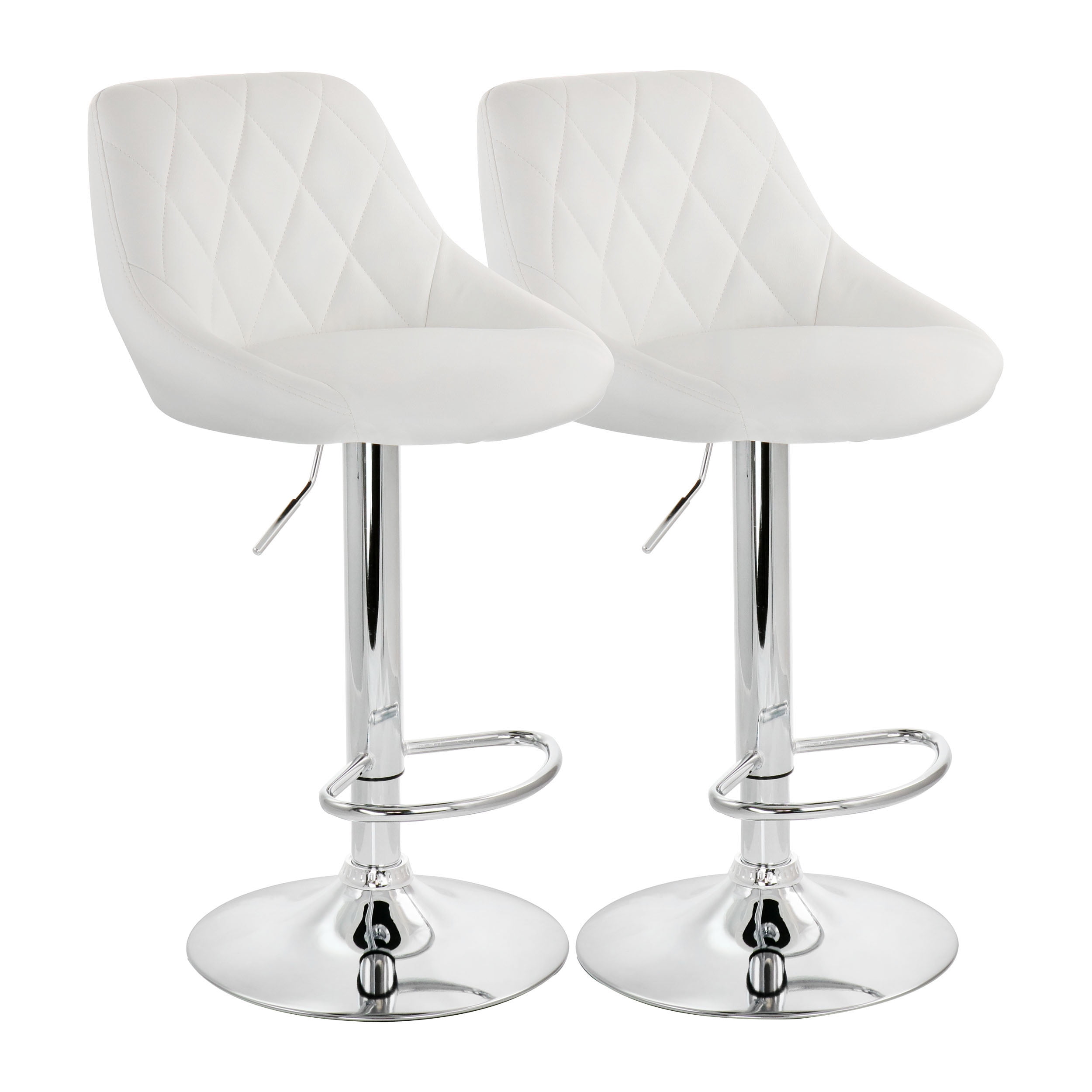 Elama Bar Stool with Adjustable Height & Swivel, White and Chrome, Set of 2 - Image 5