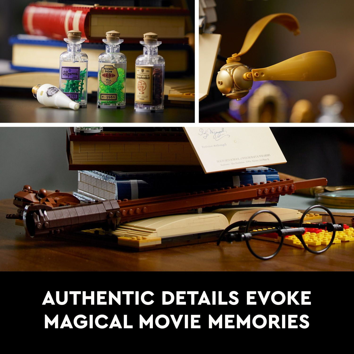 LEGO Harry Potter Hogwarts Icons - Collectors' Edition 76391 20th Anniversary Collectable Hedwig Owl Model, with 3 Exclusive Golden Minifigures: Dumbledore, McGonagall and Hagrid; Great Gift Idea - Image 7