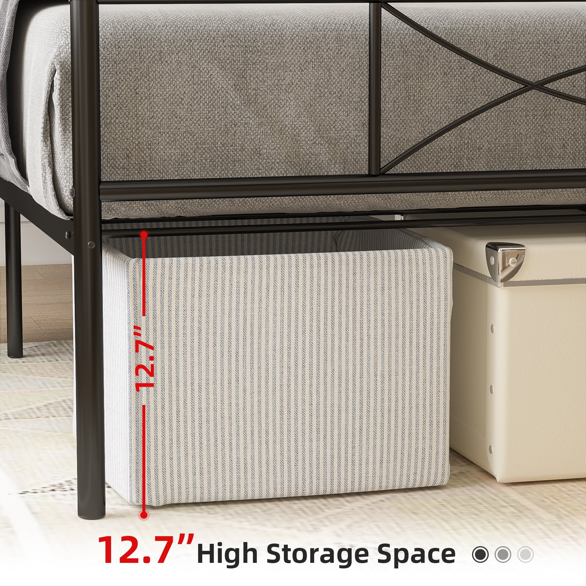 Yoneston Easy Set-up Premium Full Size Metal Platform Bed, Black - Image 6