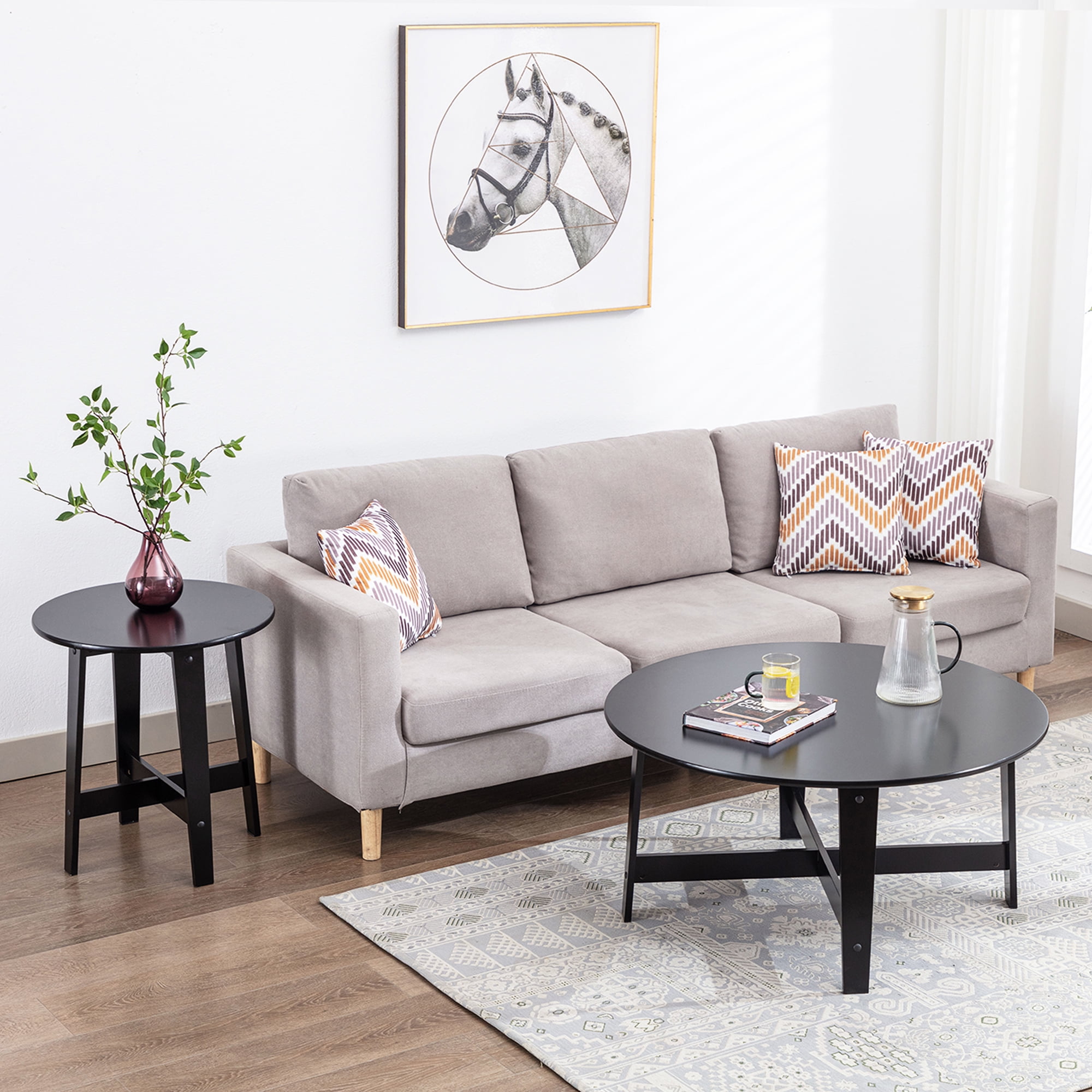 Mainstays Round Wood Coffee Table, Black, 35.98 x 35.98 x 18 - Image 6