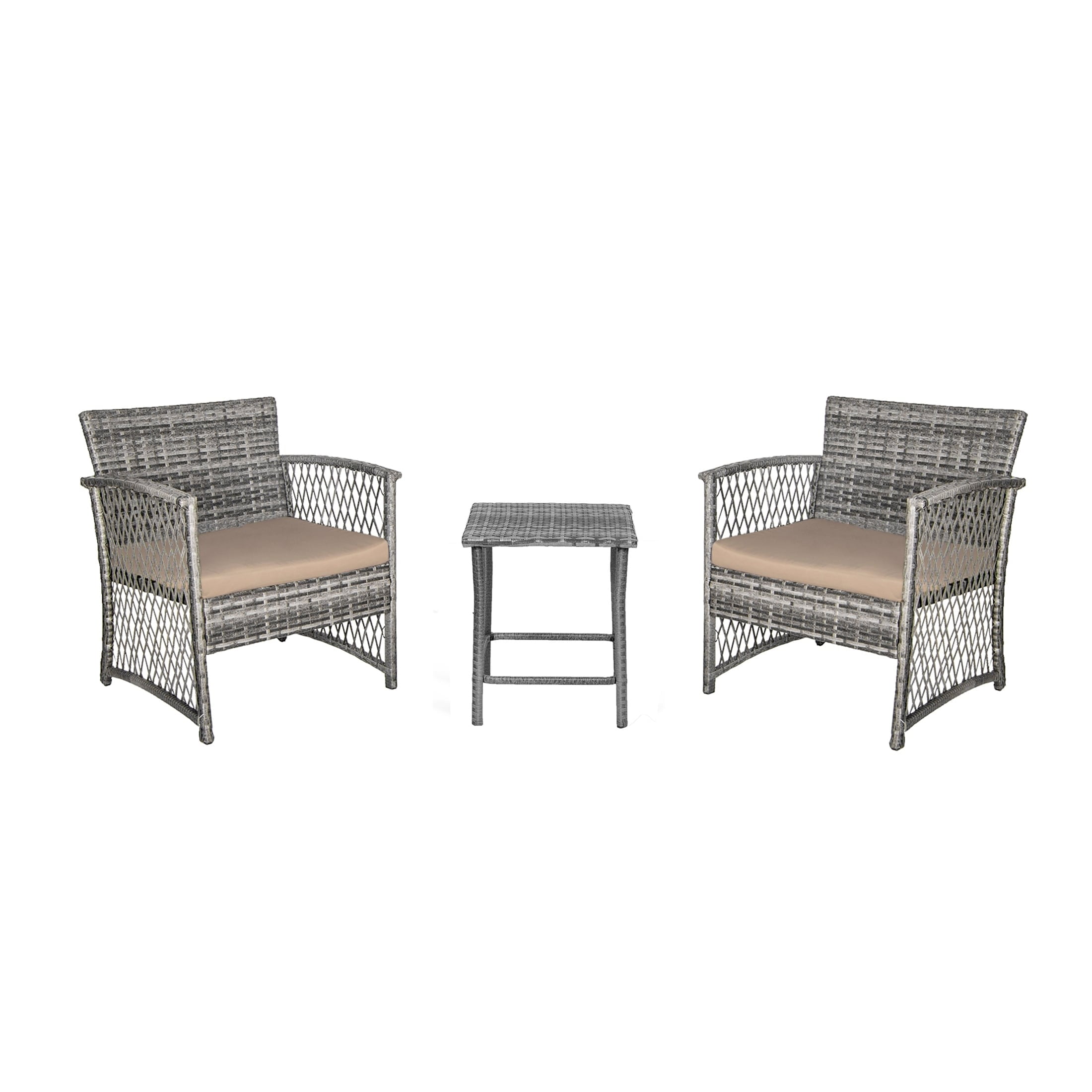 Westin Furniture Heritage Outdoor 3-piece Wicker Bistro Patio Set Grey/Beige - Image 5