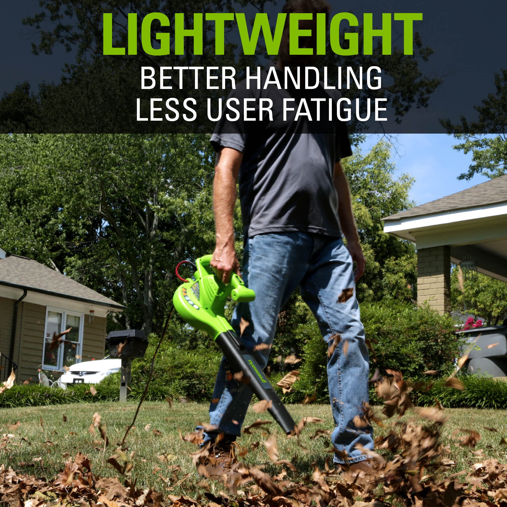 Greenworks 9 Amp (170 Cfm /180 mph) Corded Electric Leaf Blower 2401502 - Image 7