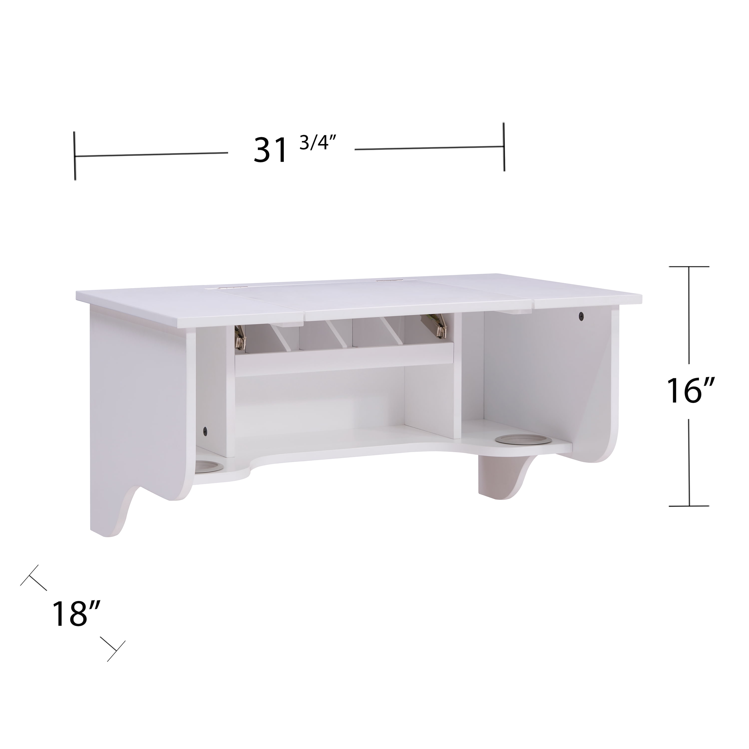 SEI Furniture White Wall Mount Ledge with Vanity Mirror 31.75 x 16 - Image 12