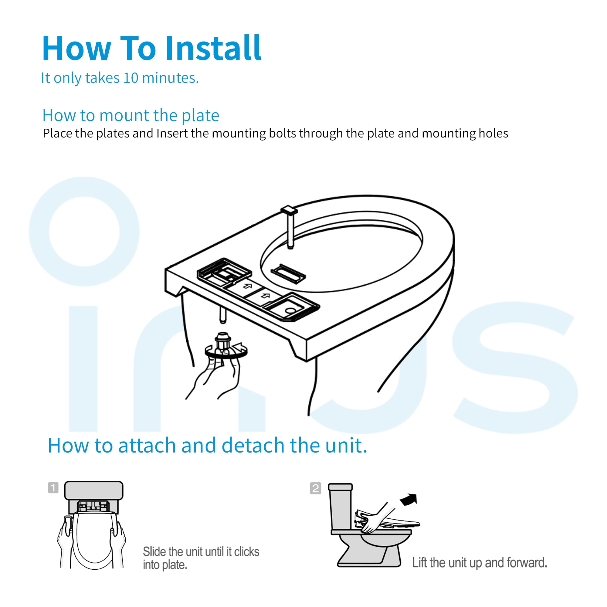 Inus N22 Electric Heated Bidet Toilet Seat Elongated, Warm Water, Smart Heated Water Luxury Bidet Toilet Seat with Kids Mode, Air Dryer, Self Cleaning, Tankless, Smart Touch Panel & Temp Control - Image 8