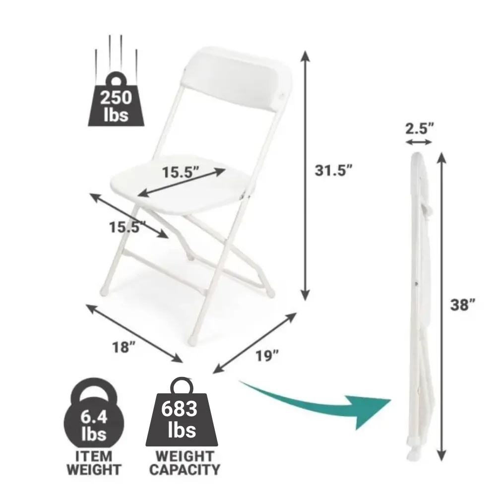 TitanPRO Plastic Folding Chair - Cream - 10 Pack - Image 2