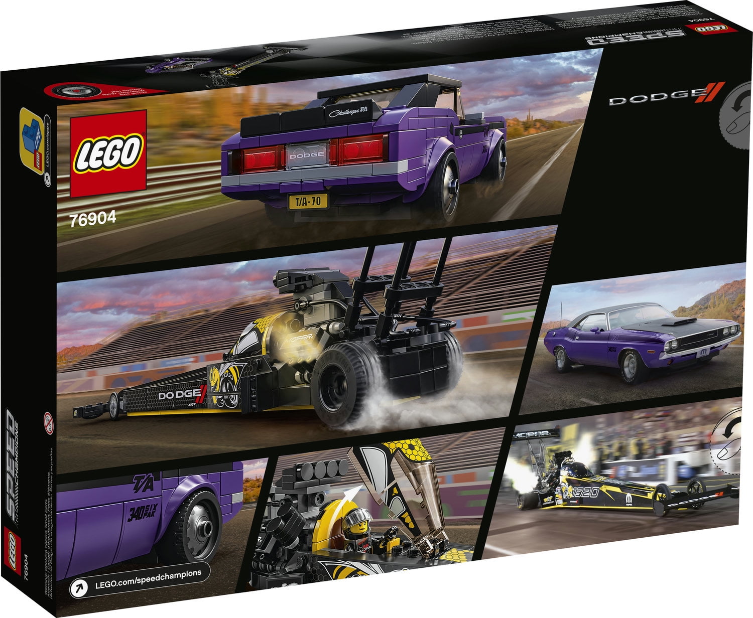 LEGO Speed Champions Mopar Dodge//SRT Top Fuel Dragster and 1970 Dodge Challenger T/A 76904 Building Toy (627 Pieces) - Image 4