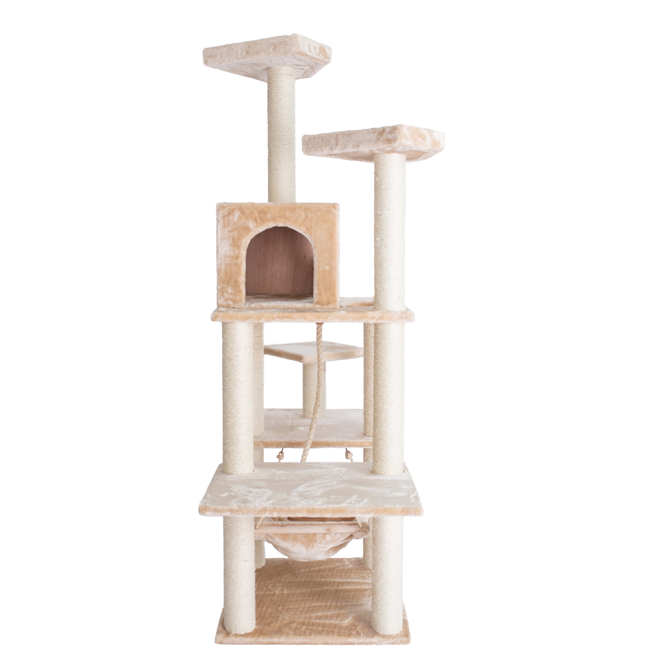 Armarkat 72-in real wood Cat Tree & Condo Scratching Post Tower, Beige - Image 4